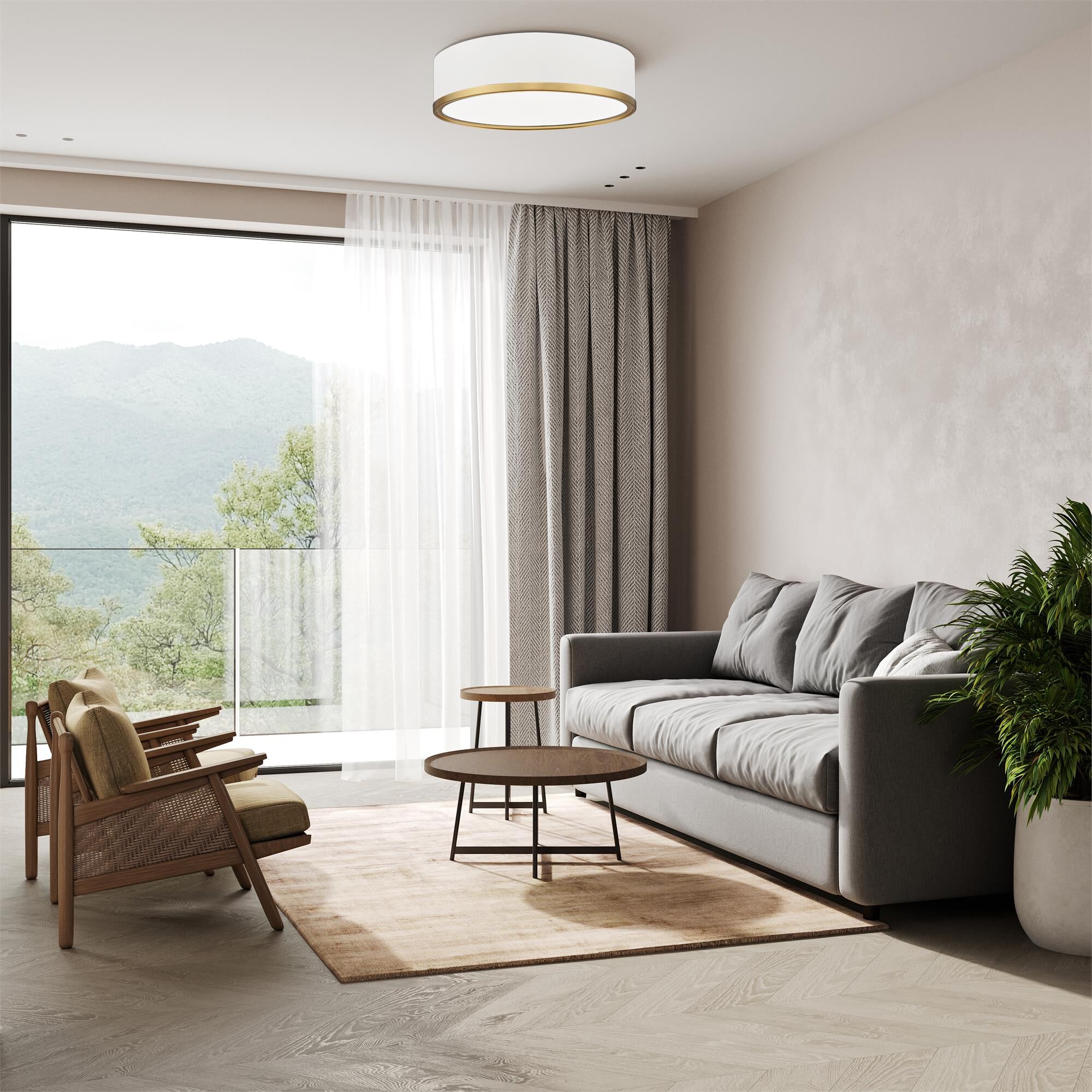 Shown in Matte White + Modern Gold finish and Frosted glass and Frosted shade