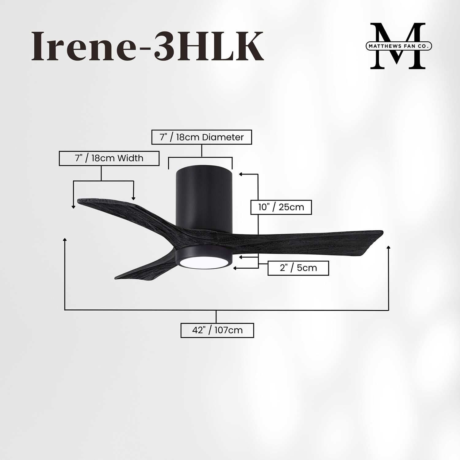 Irene 42 Inch Flush Mount Fan with Light Kit by Matthews Fan Company