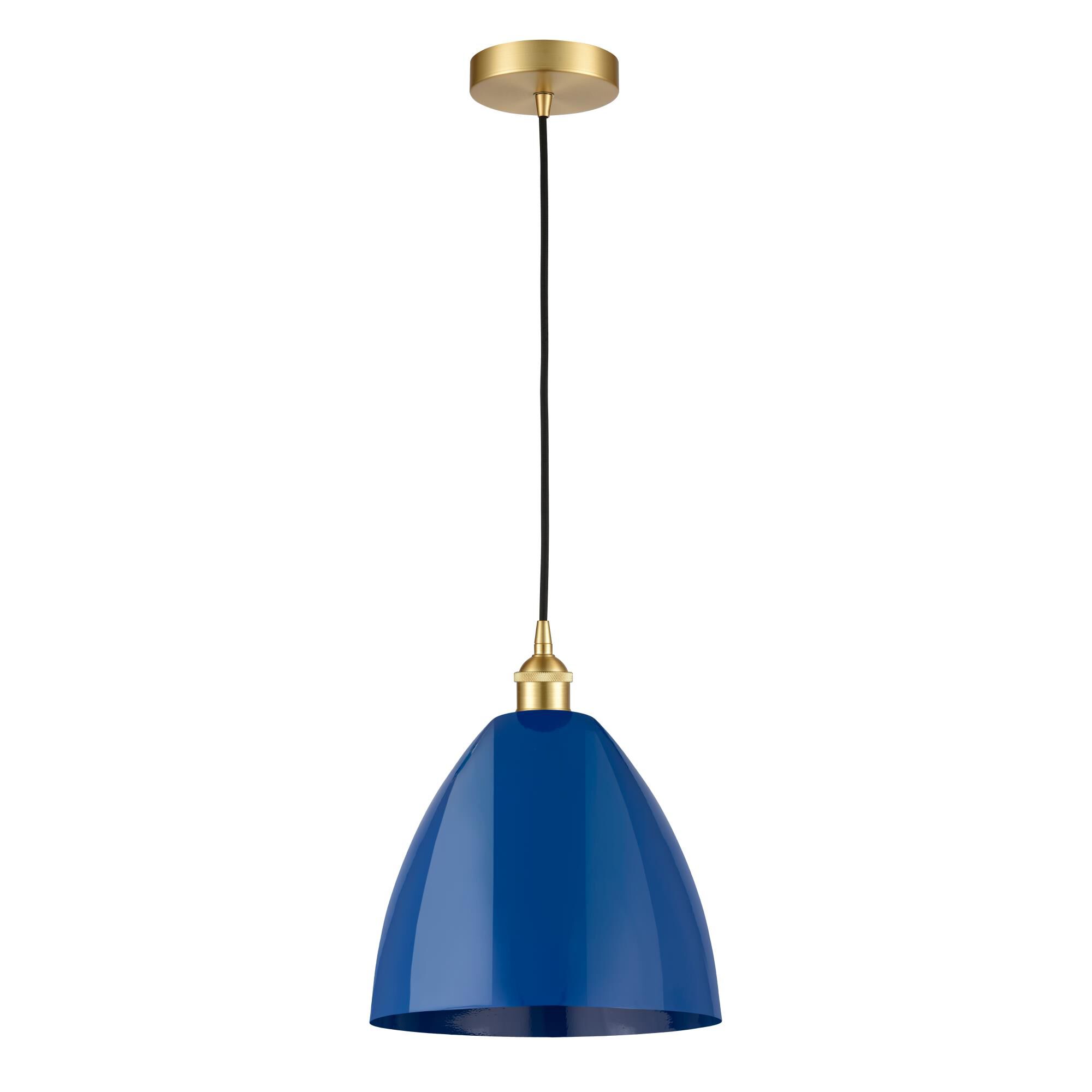 Shown in Satin Gold finish and Blue Plymouth Dome shade