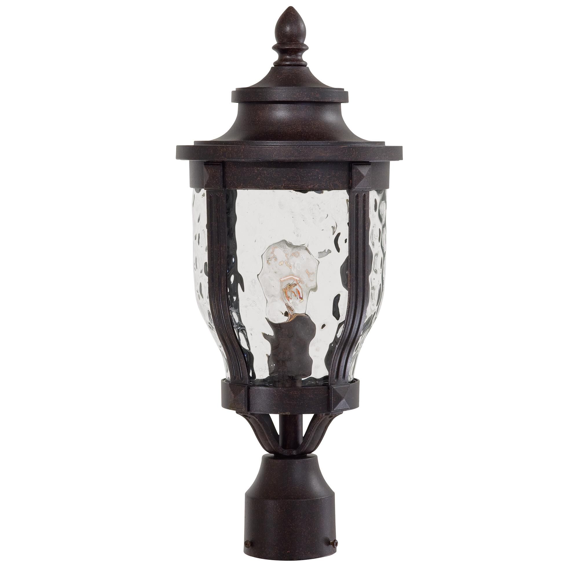 Shown in Corona Bronze finish and Clear glass and Hammered Glass shade