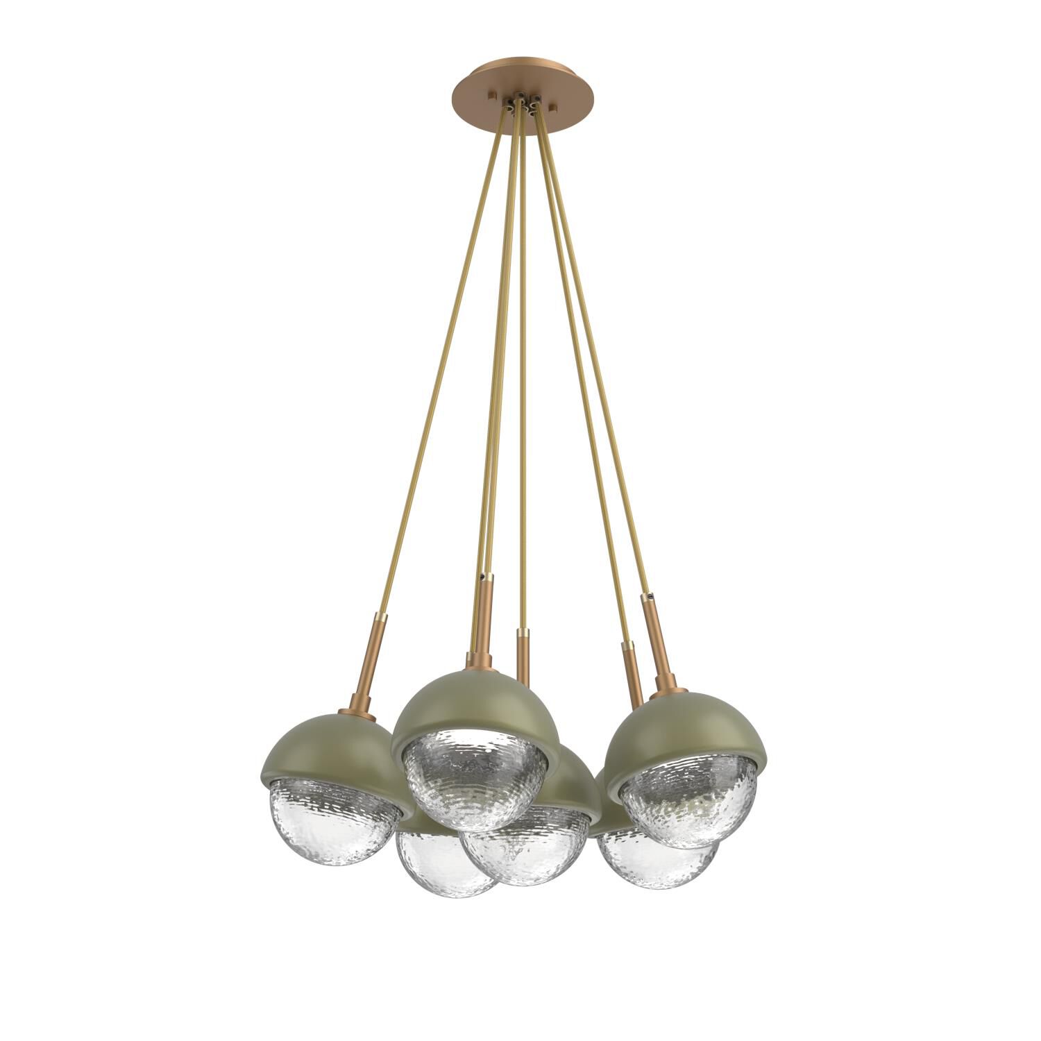 Shown in Novel Brass finish and Clear glass and Sage Green accent