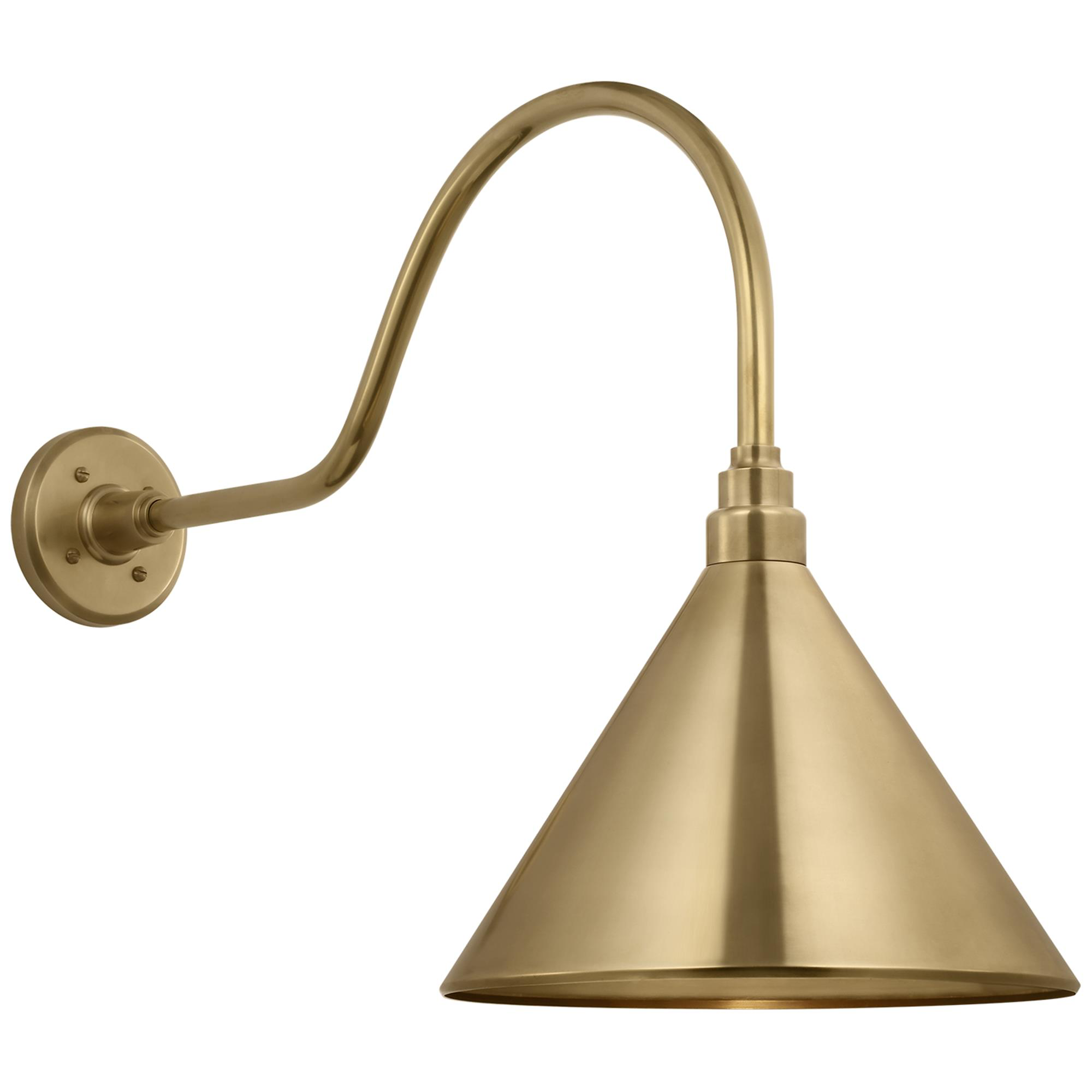 Shown in Hand-Rubbed Antique Brass finish and Gold shade