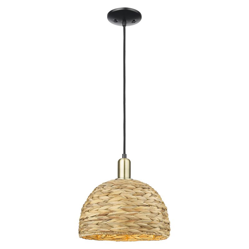 Bruno Marashlian Woven Rattan 12 Inch Mini Pendant by Innovations Lighting