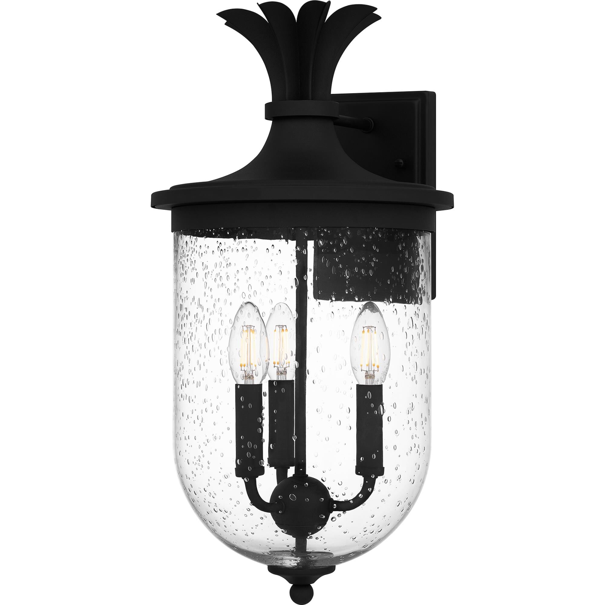 Shown in Earth Black finish and Clear Seedy glass and Clear Seedy Glass shade