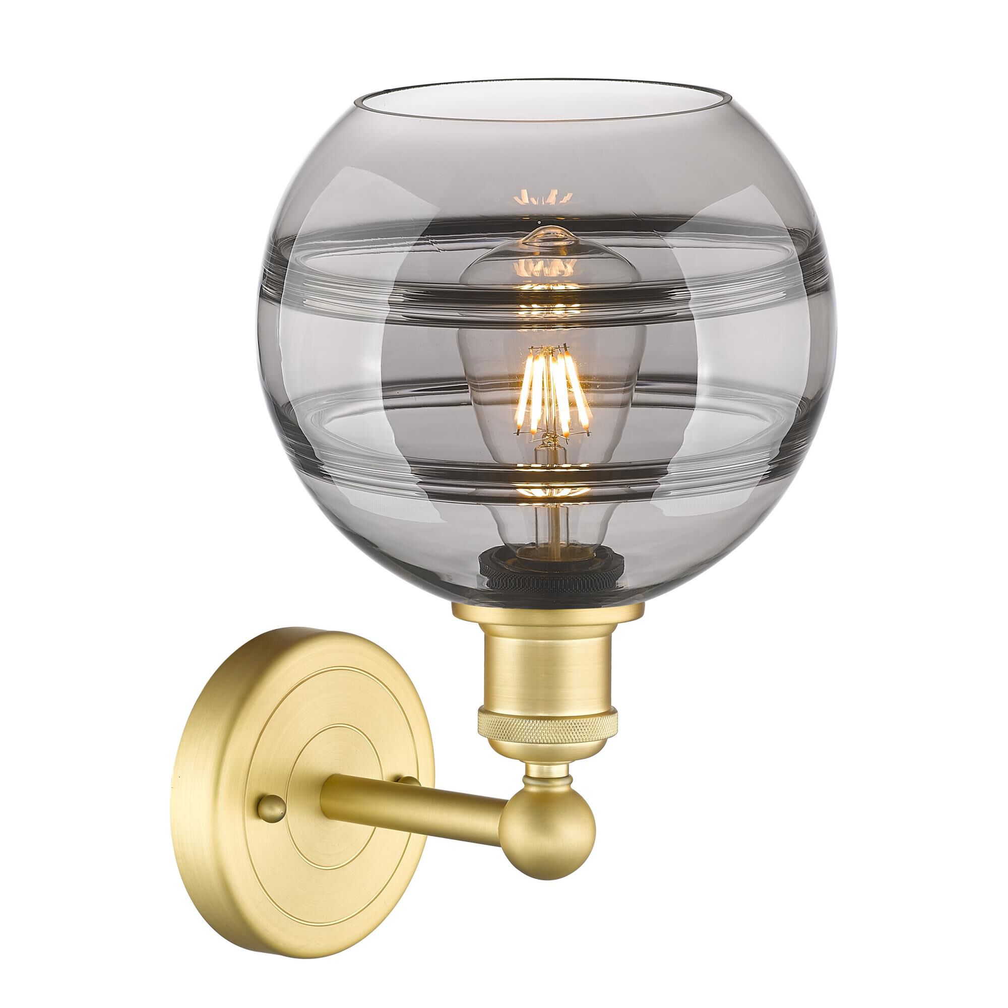 Shown in Satin Gold finish and Light Smoke glass