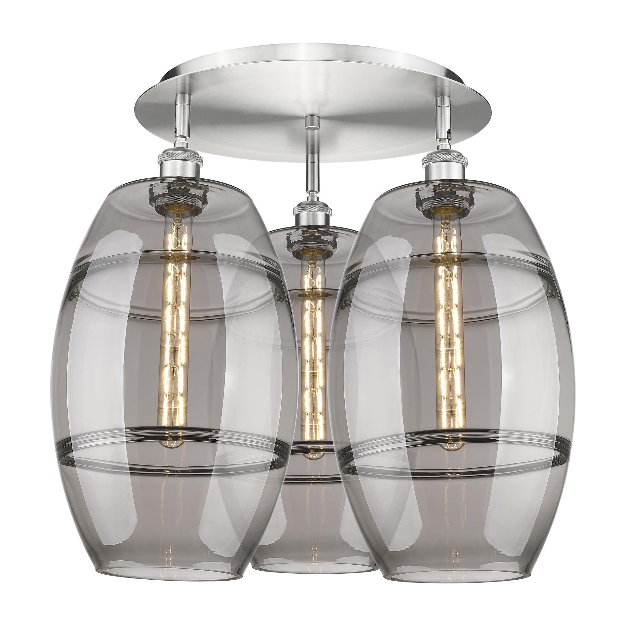 Shown in Satin Nickel finish and Light Smoke glass