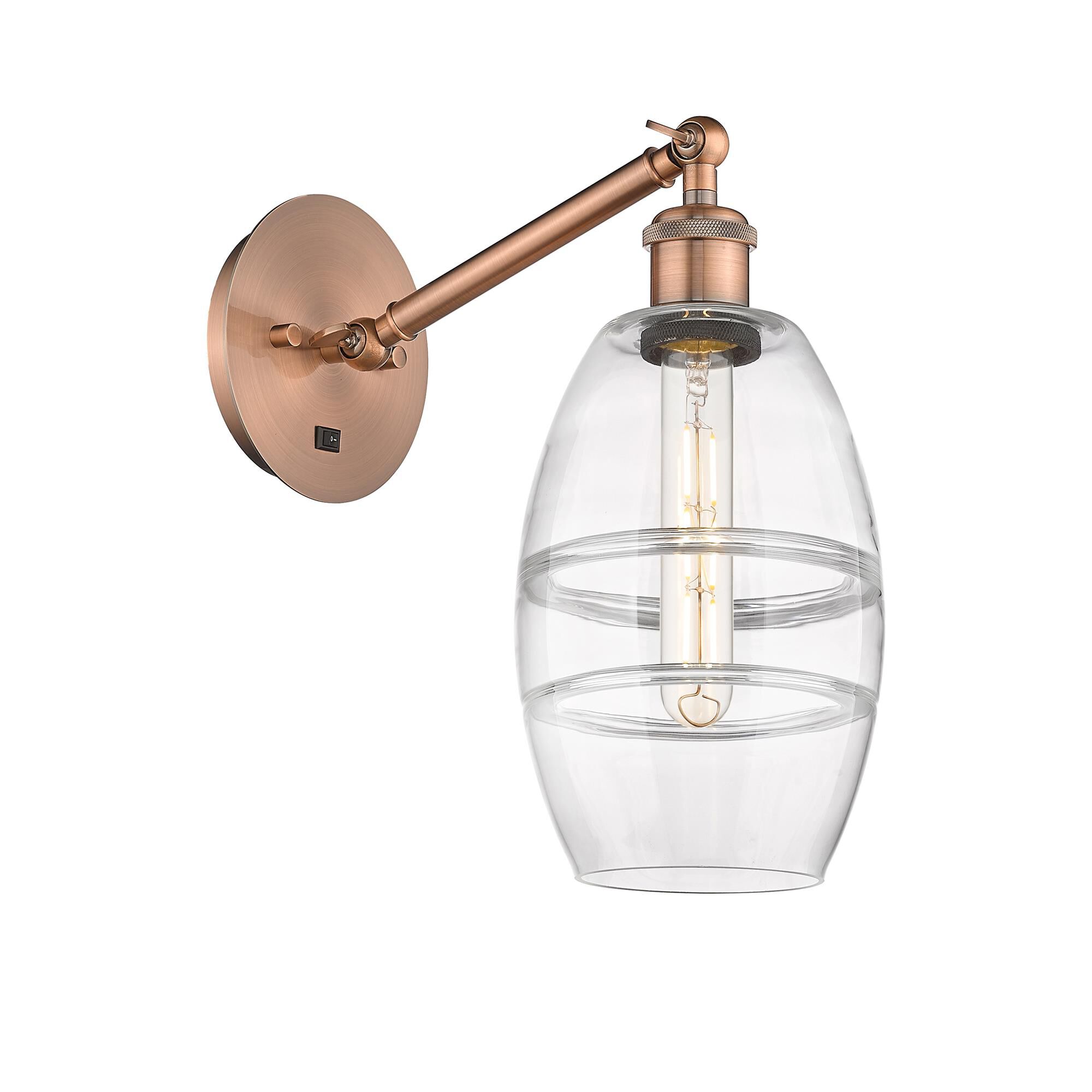 Shown in Antique Copper finish and Clear glass
