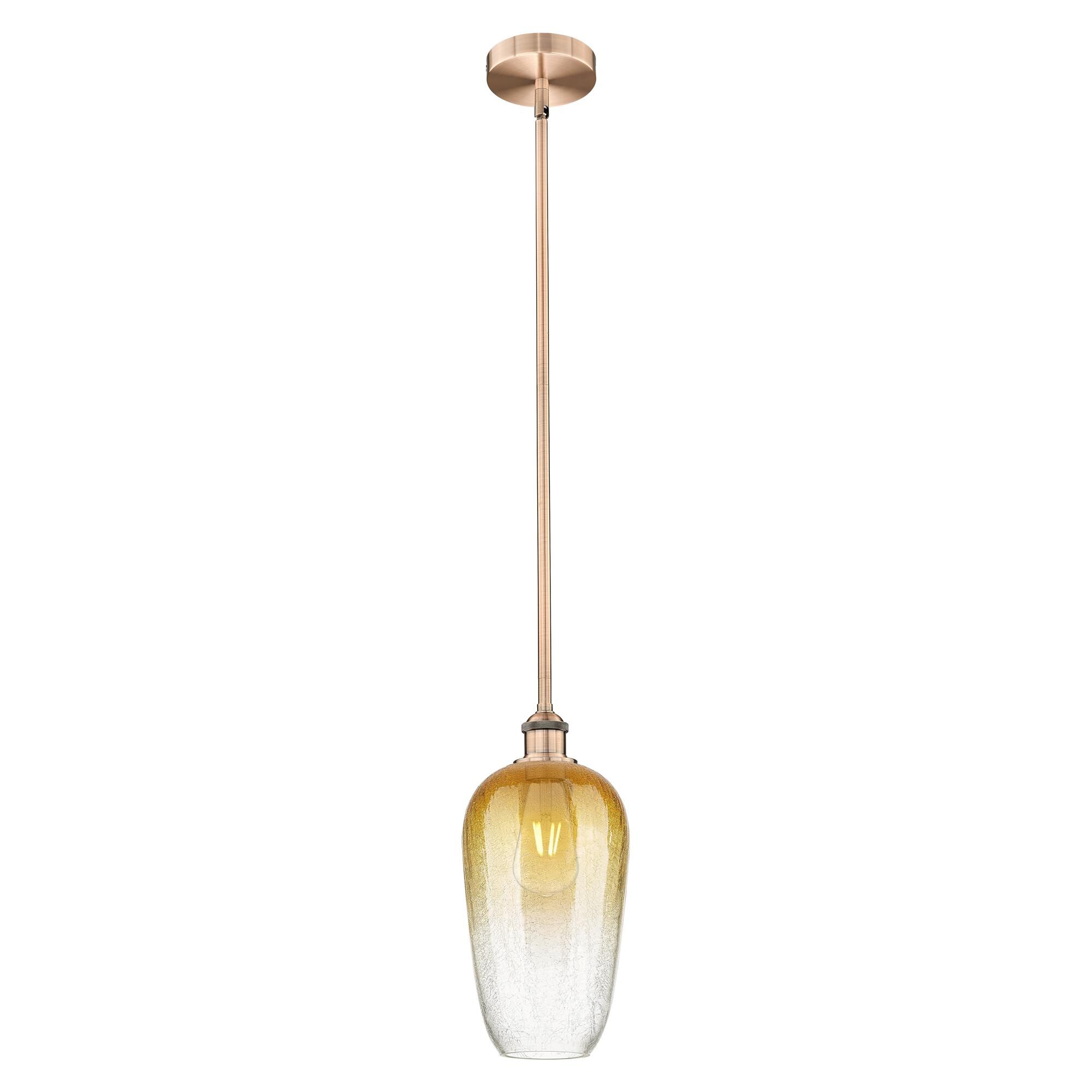 Shown in Antique Copper finish and Amber glass