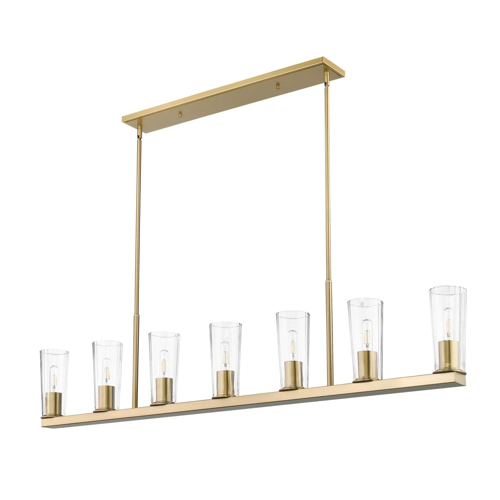 Shown in Modern Gold finish and Clear glass and Clear shade