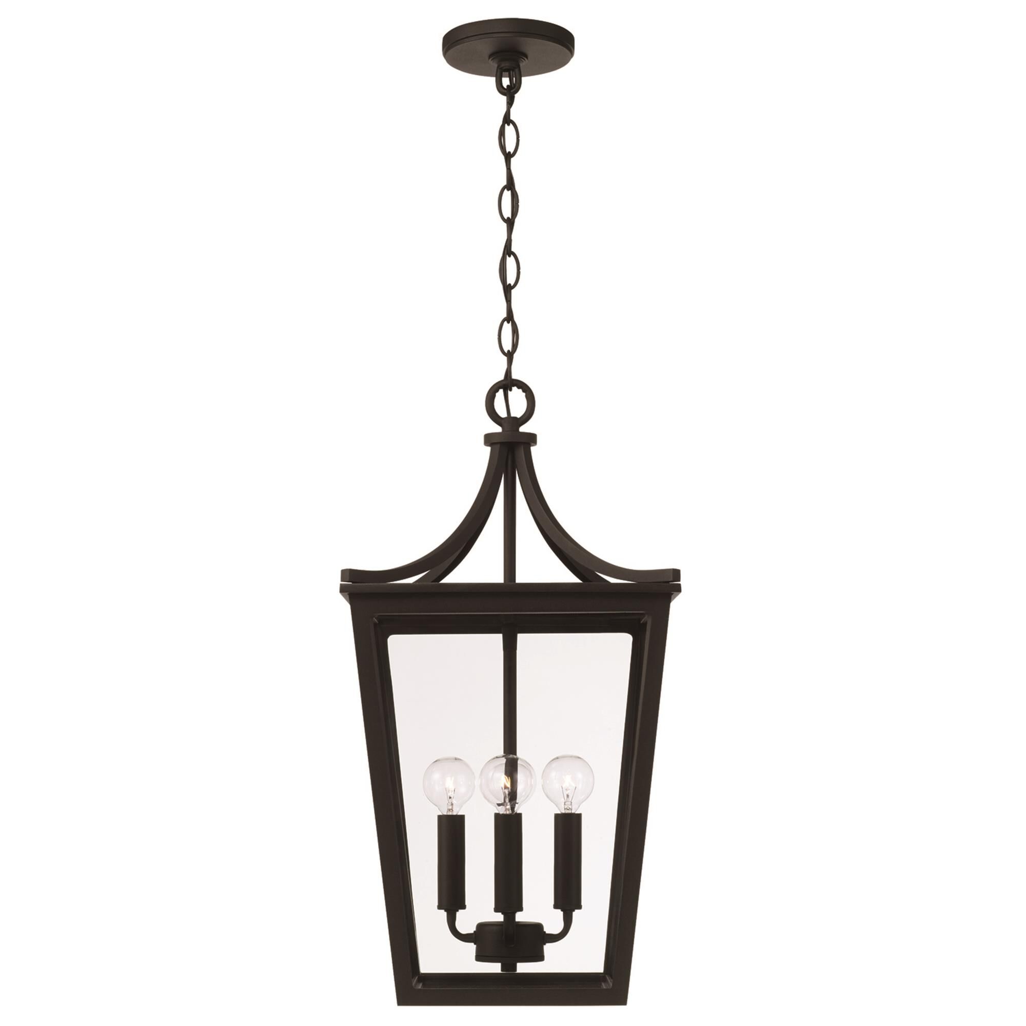 Shown in Black finish and Clear glass