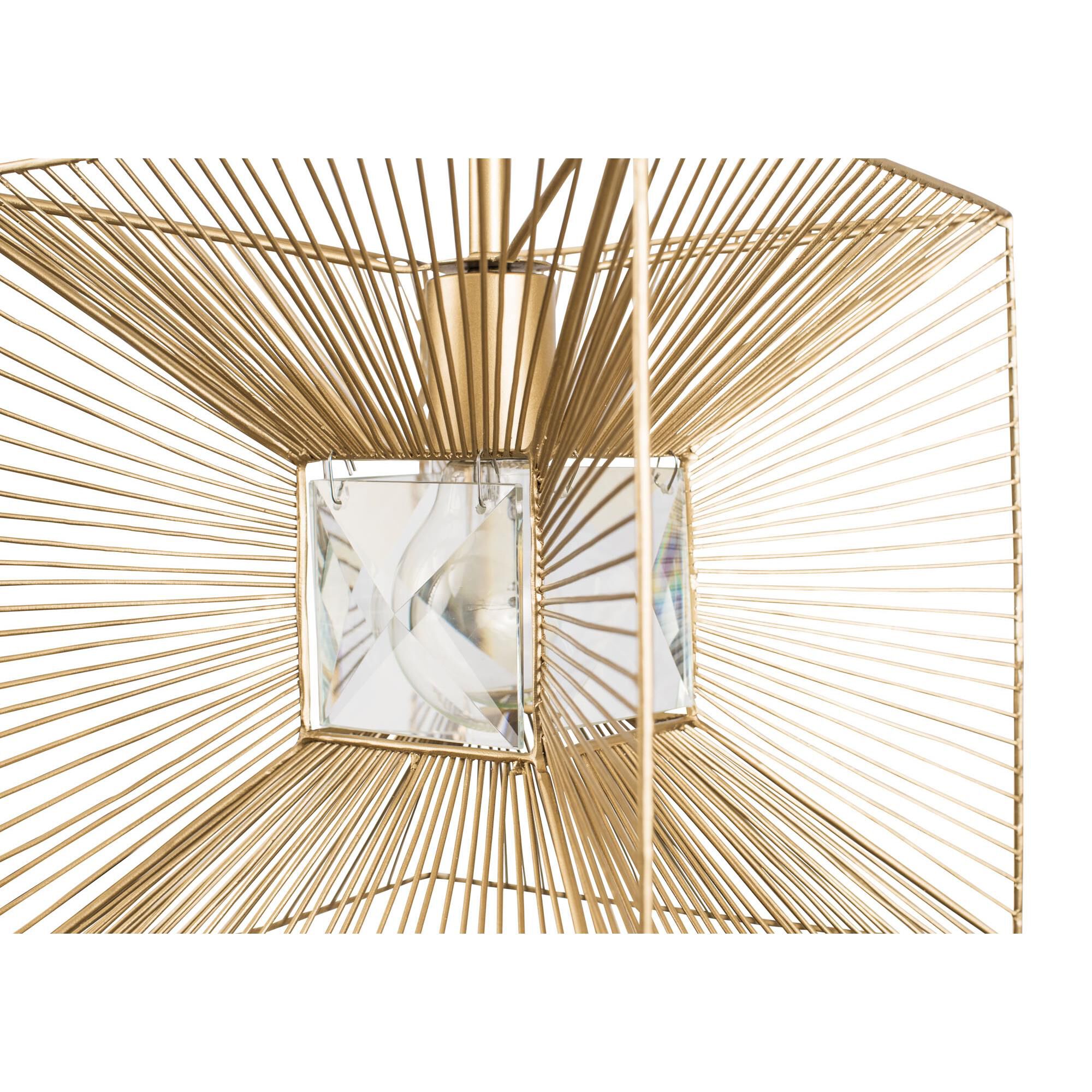 Shown in French Gold finish and Gold and Clear Premium Faceted Panels crystal