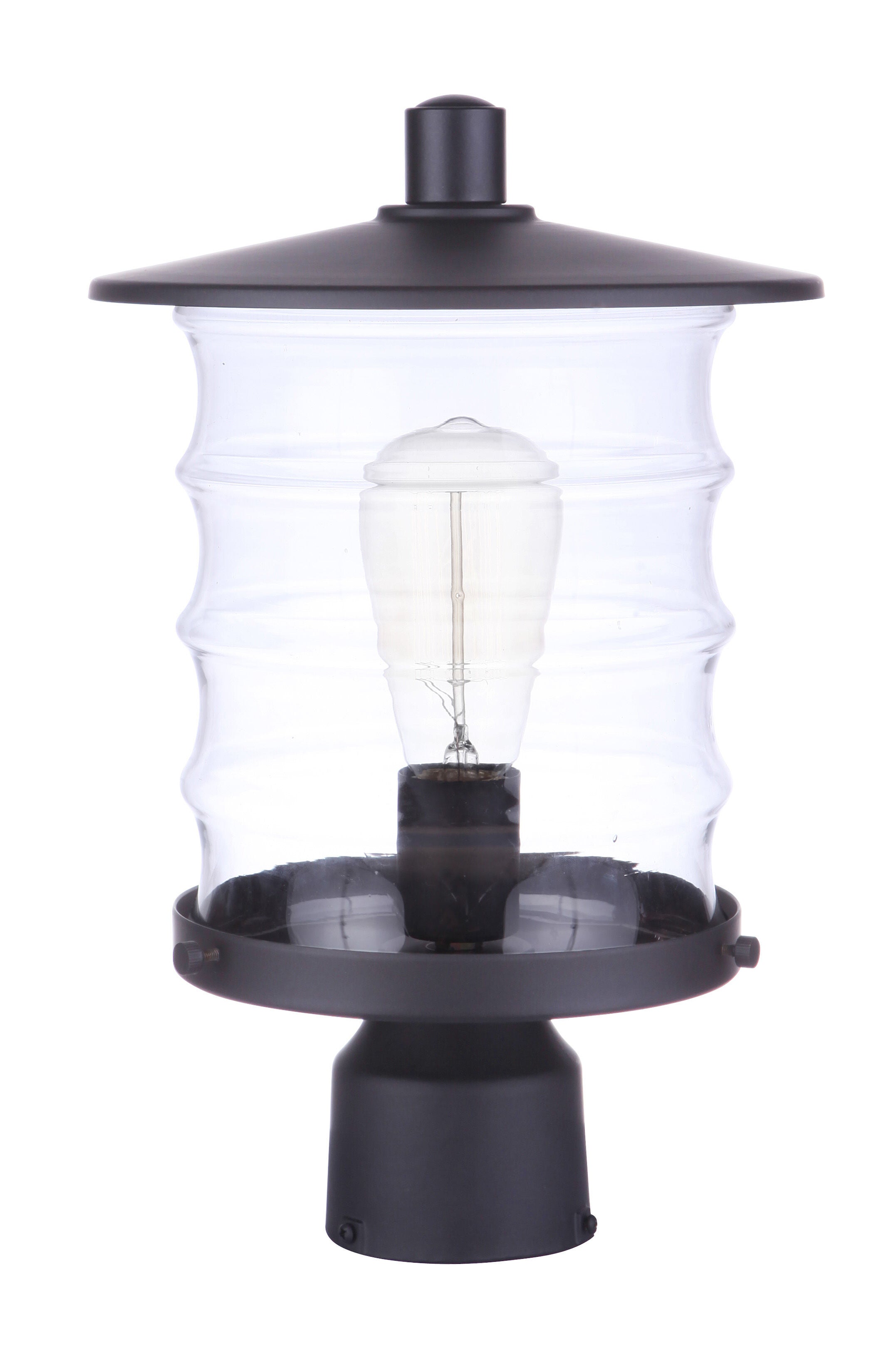 Shown in Midnight finish and Clear glass and Glass shade