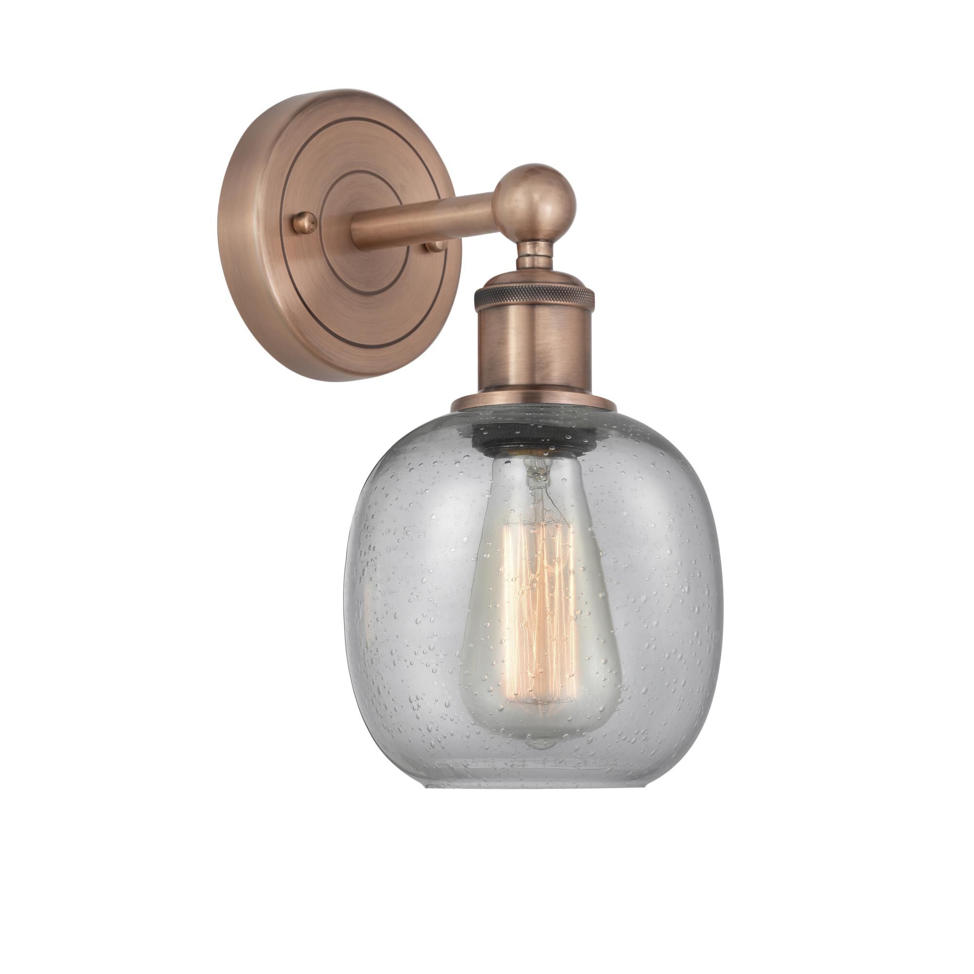 Shown in Antique Copper finish and Seedy glass