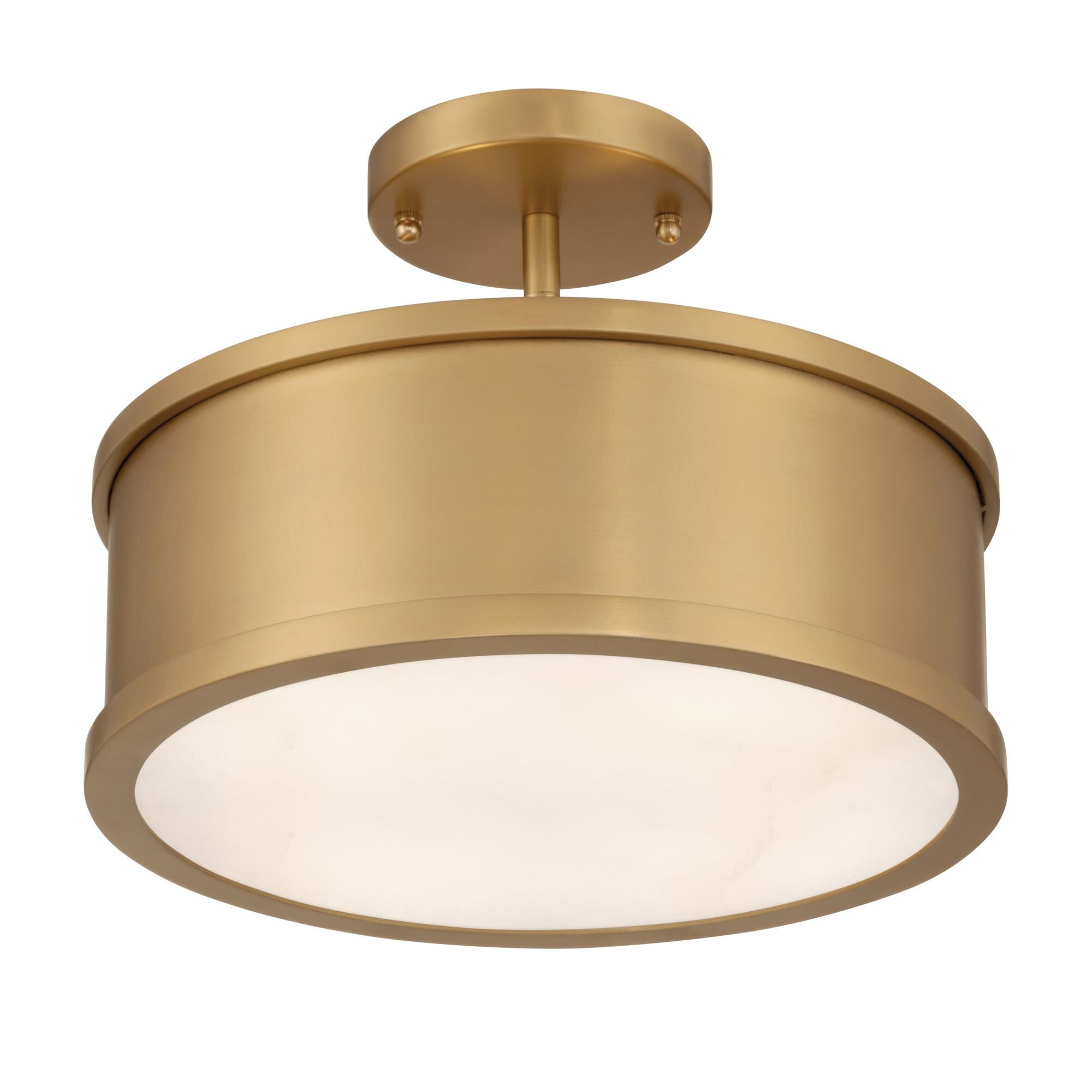 Shown in Legacy Brass finish and Alabaster glass
