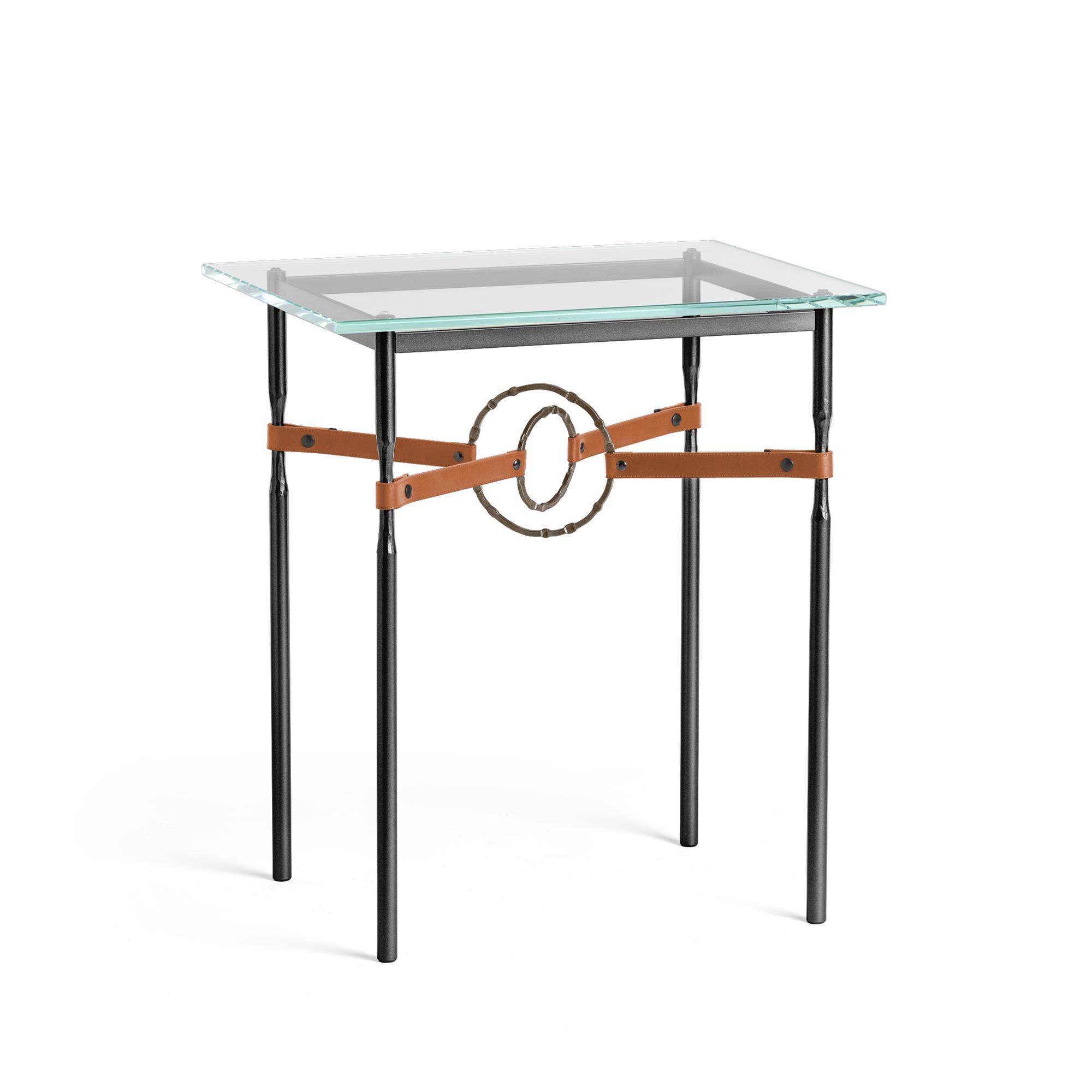 Shown in Black finish and Bronze with Leather Chestnut  accent