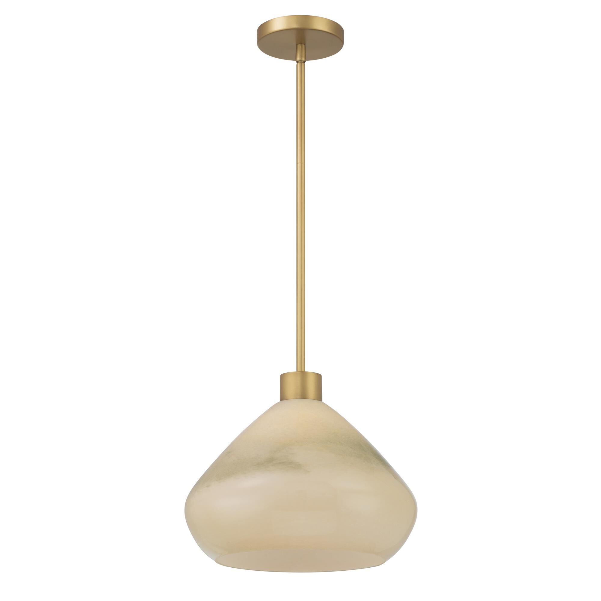 Shown in Legacy Brass finish and Green Ombre glass