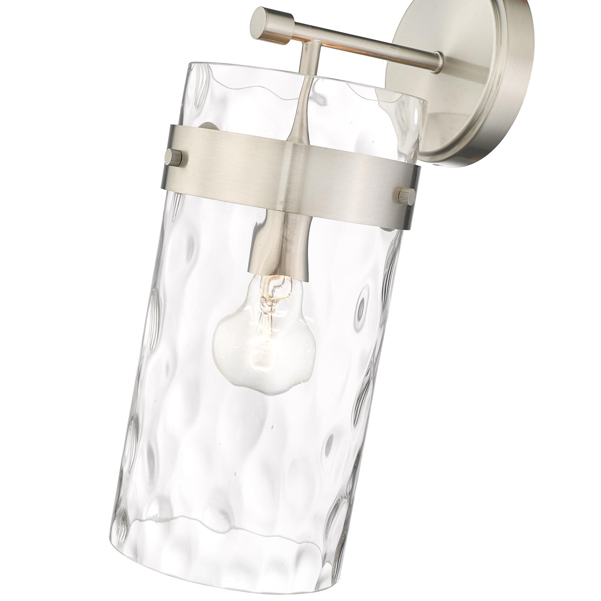 Shown in Brushed Nickel finish and Glass shade