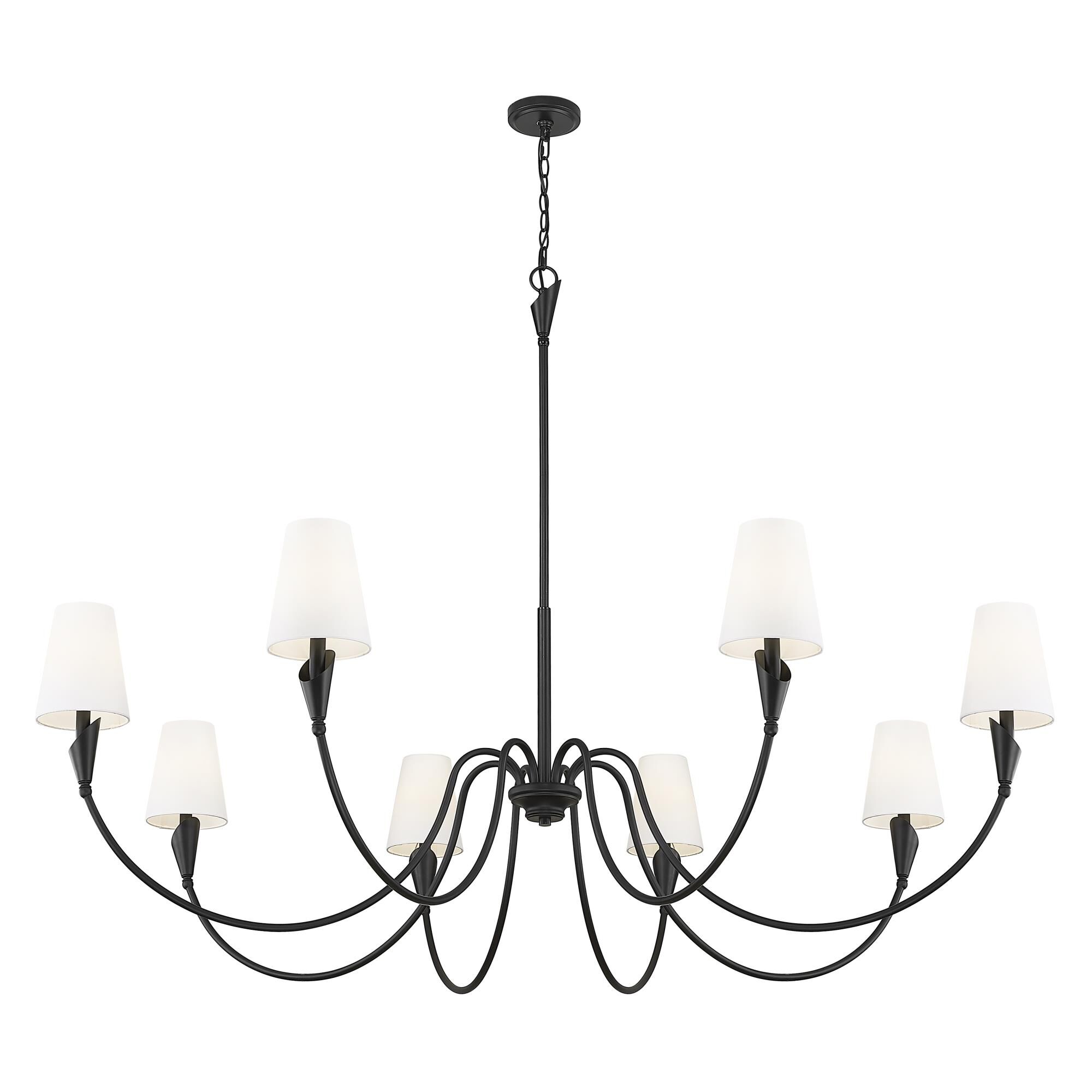 Shown in Matte Black finish and White glass and White shade