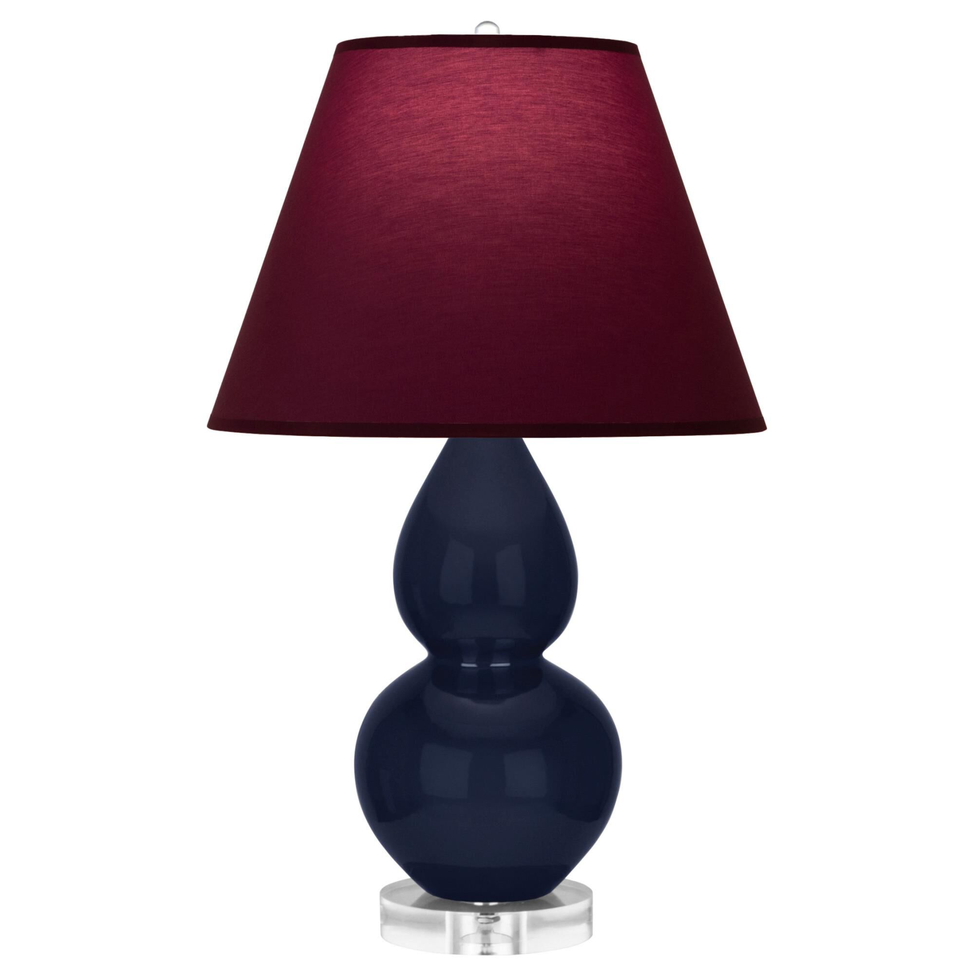 Shown in Midnight Blue finish and Plum and Lavender shade and Lucite accent
