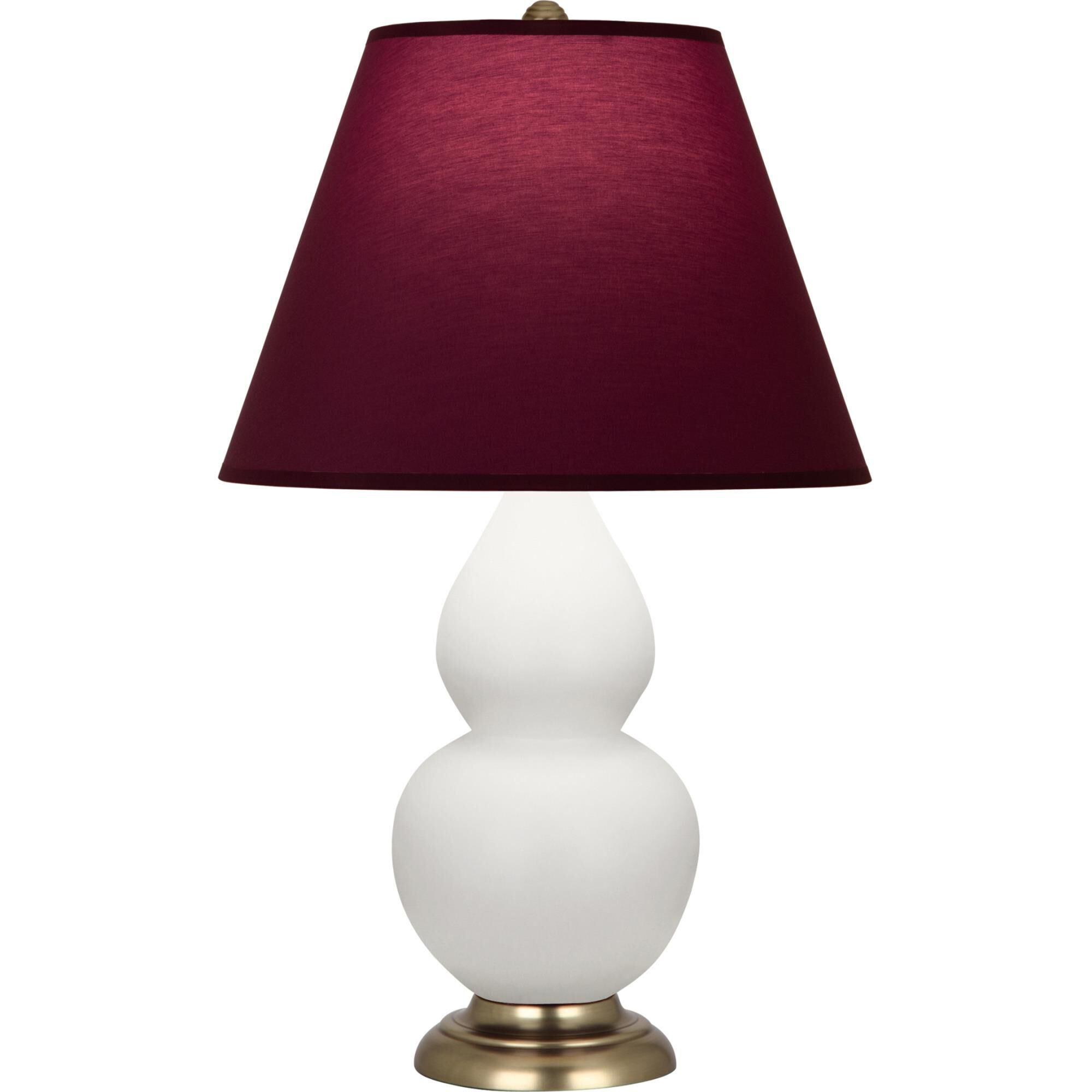 Shown in Matte Daisy finish and Plum and Lavender shade and Antique Natural Brass accent