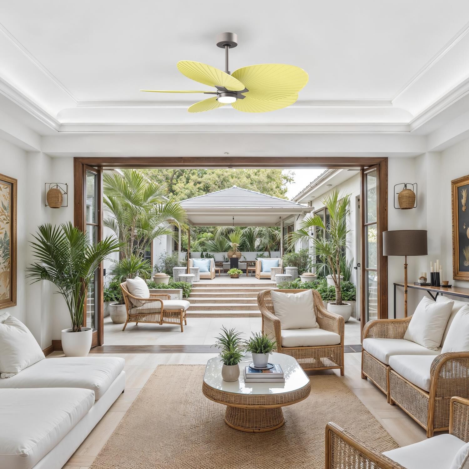 Alessandra Tropical Outdoor Rated 48 Inch Ceiling Fan with Light Kit by Matthews Fan Company