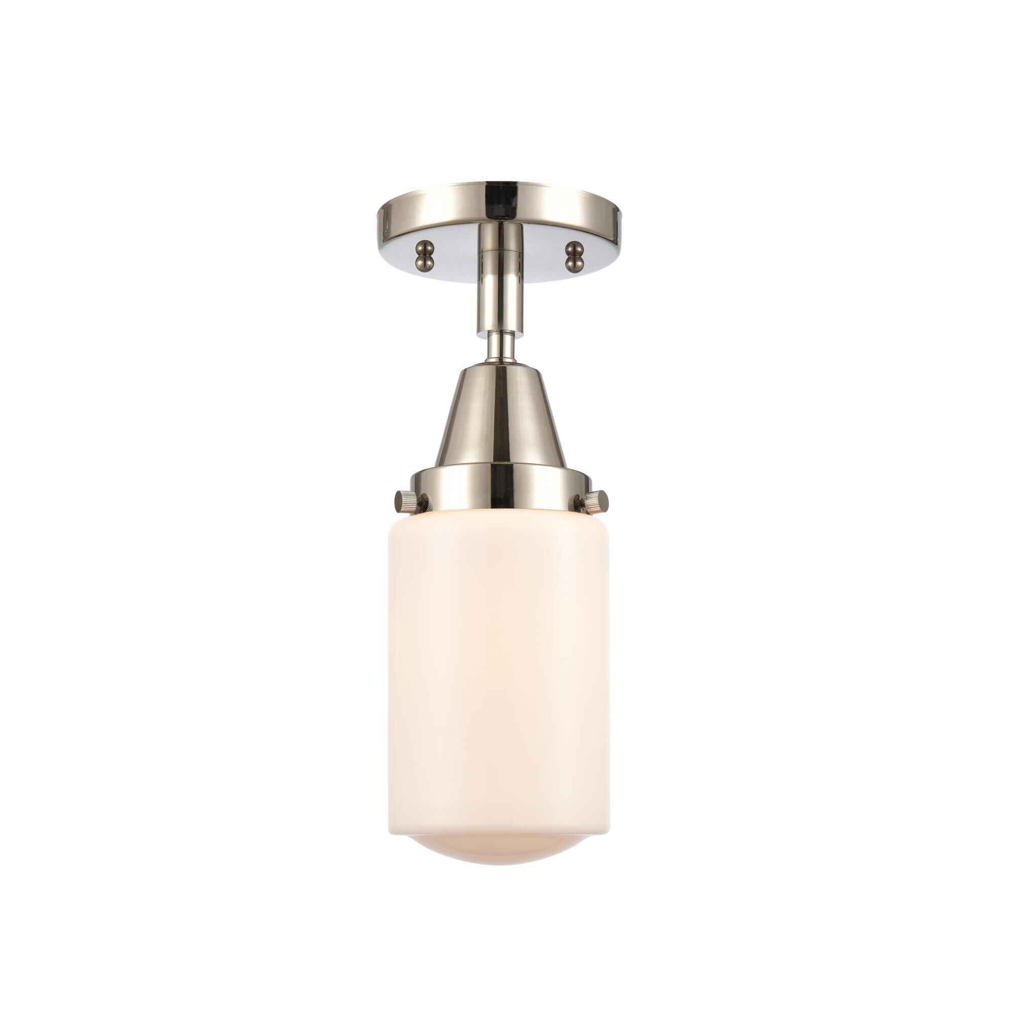 Shown in Polished Nickel finish and Matte White Cased Dover glass