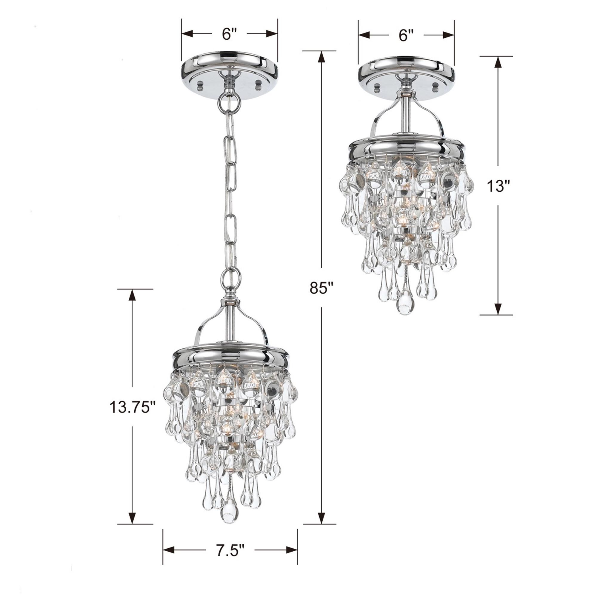 Shown in Polished Chrome finish and Clear Glass Drops crystal