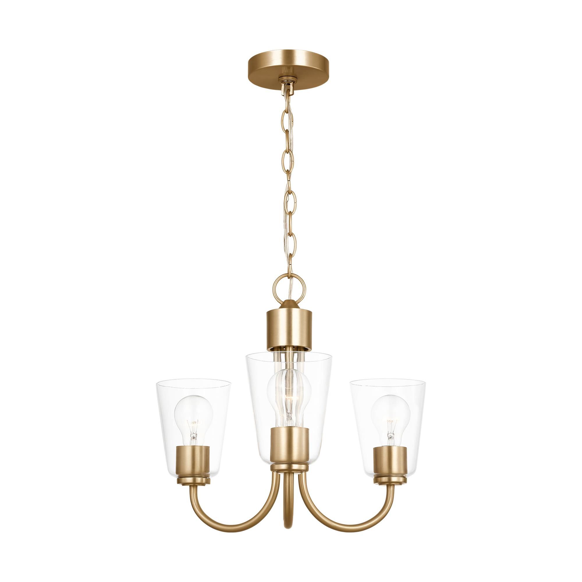 Shown in Satin Brass finish and Clear glass
