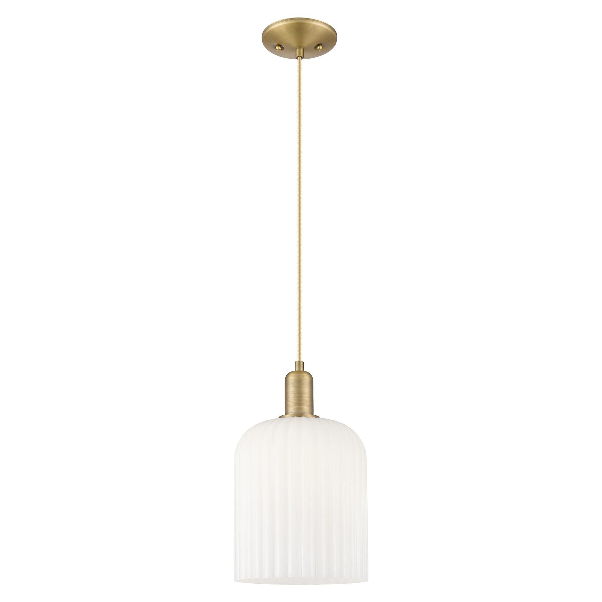 Shown in Brushed Brass finish and Gloss White glass