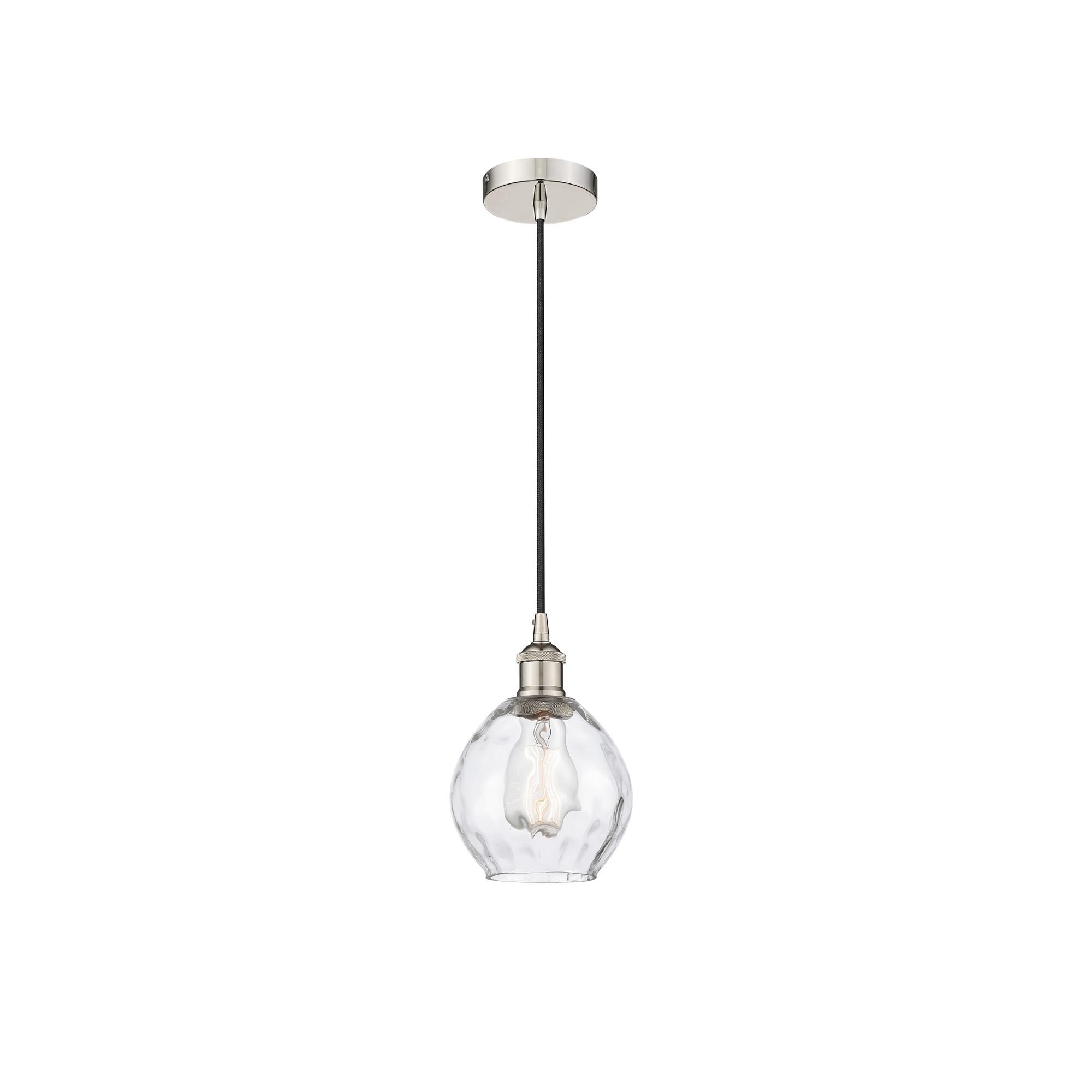 Shown in Polished Nickel finish and Clear Small Waverly glass
