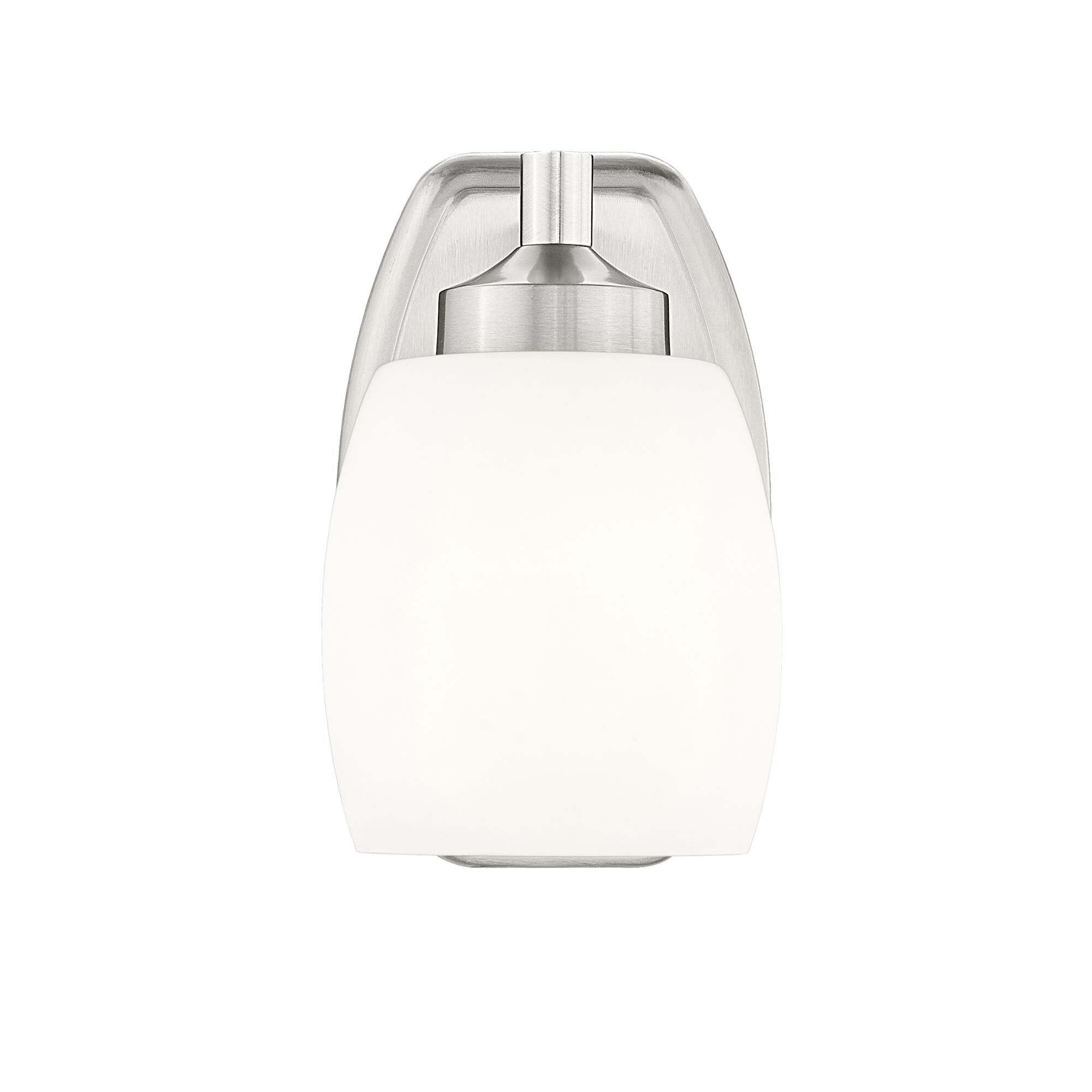 Shown in Brushed Nickel finish and Matte Opal glass and Matte Opal shade