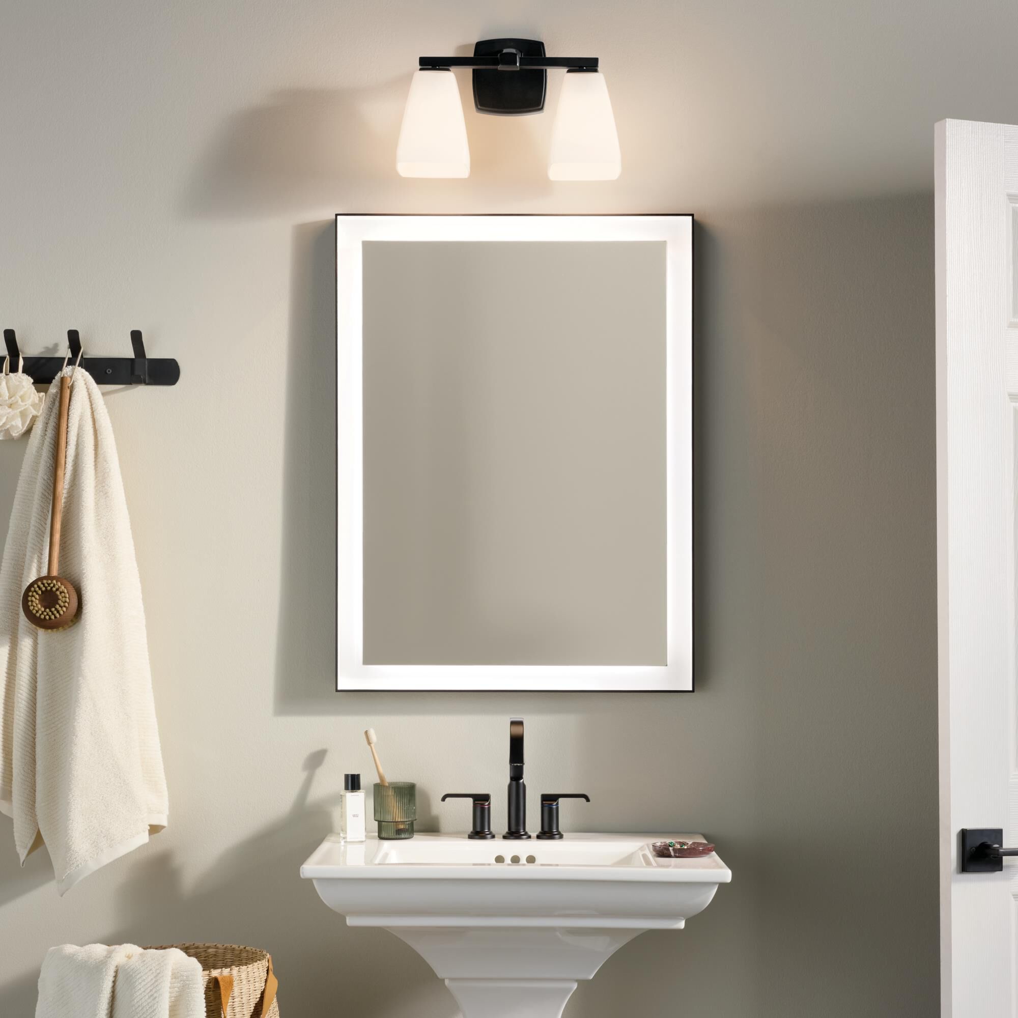 Shown in Black finish and Opal glass