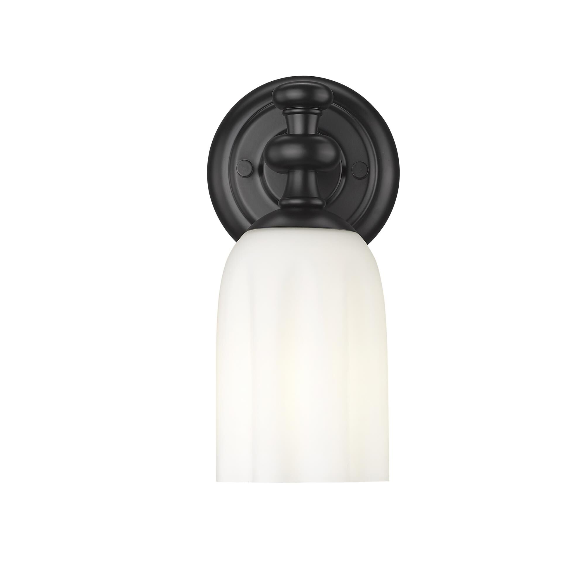 Shown in Matte Black finish and Opal Etched glass and Opal Etched shade