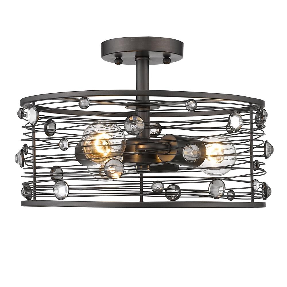 Bijoux 13 Inch 3 Light Semi Flush Mount by Golden Lighting