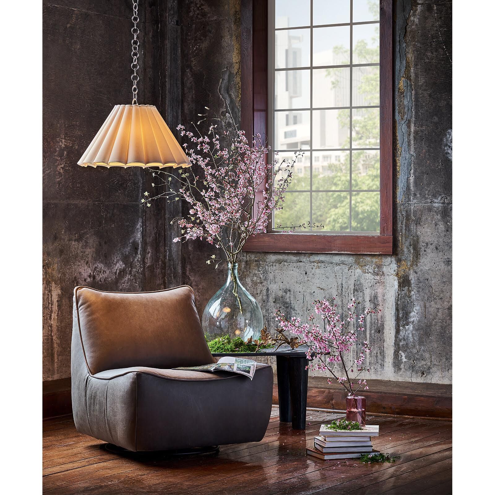 Shown in White finish and Linen shade