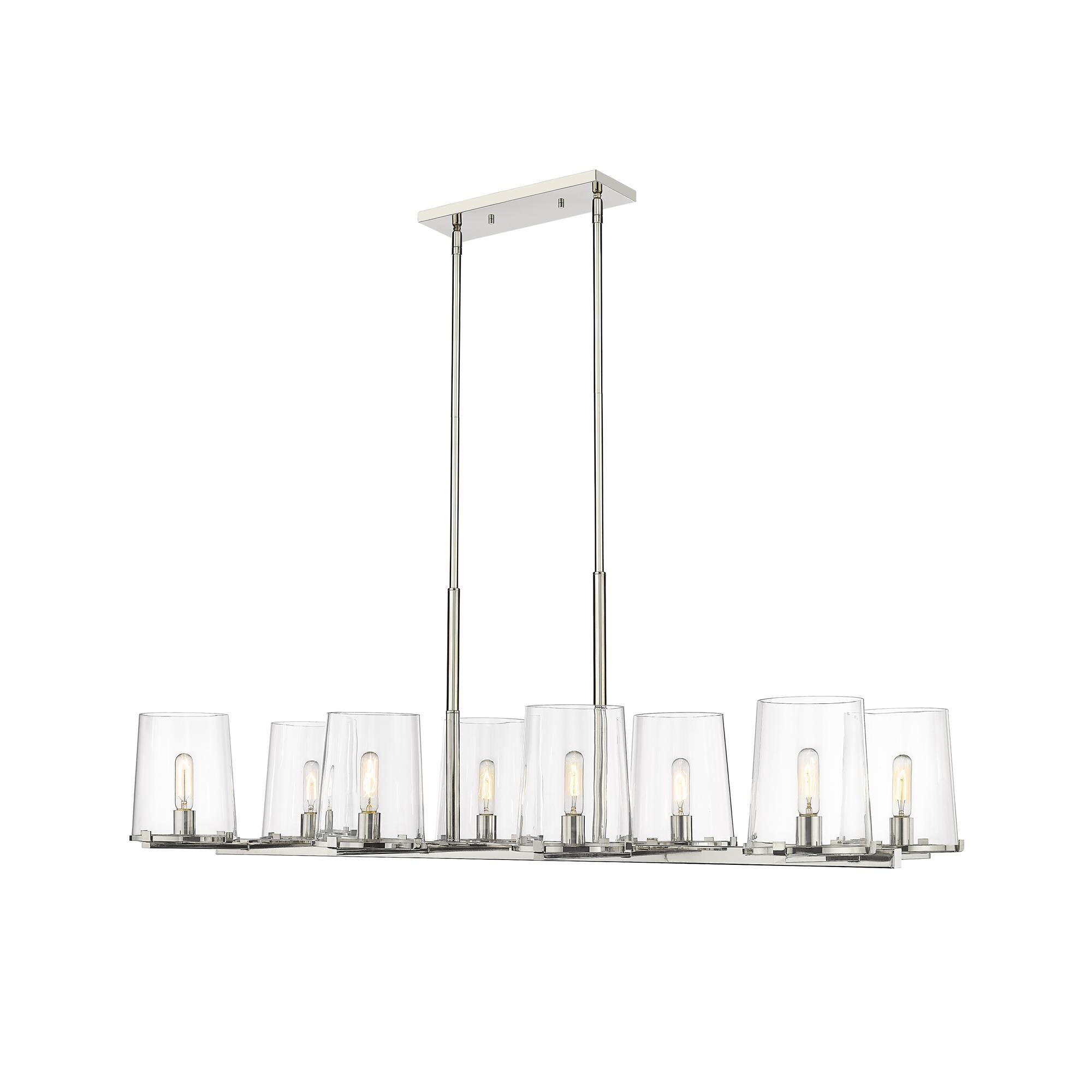 Shown in Polished Nickel finish and Glass shade