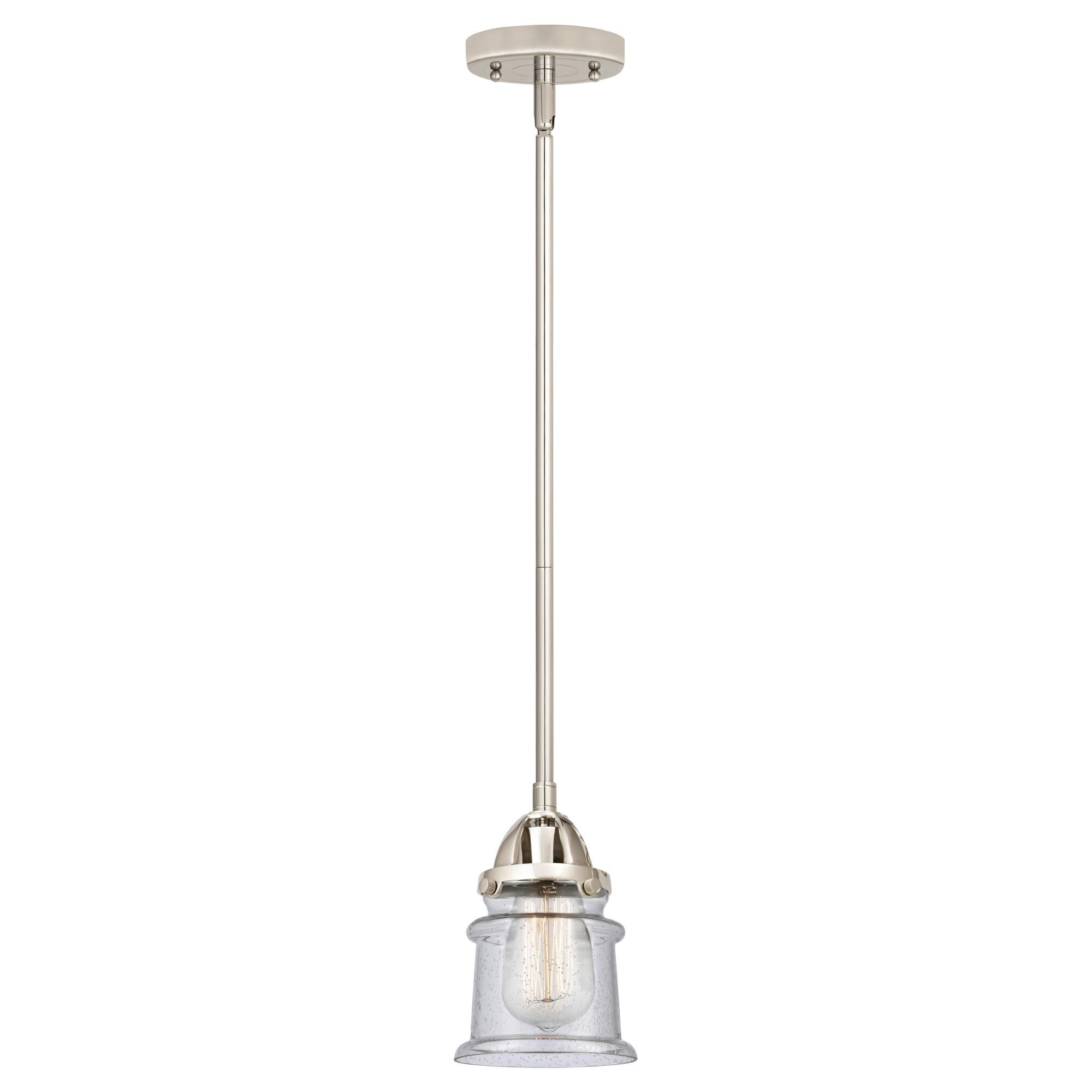 Shown in Polished Nickel finish and Seedy Canton glass and No Shade shade