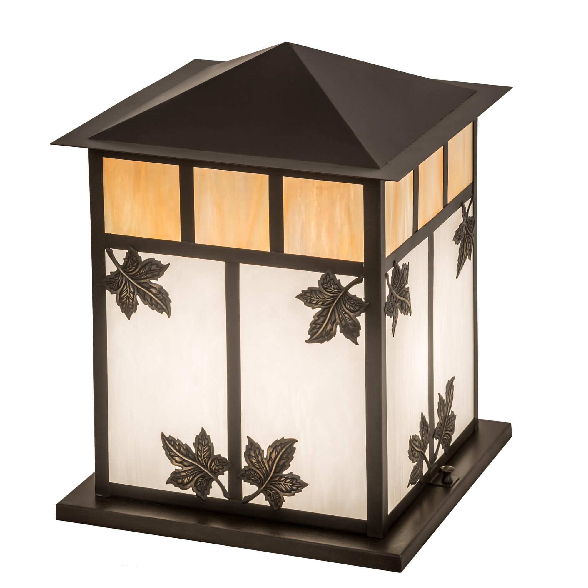 Seneca Maple Leaf 14 Inch Tall 2 Light Outdoor Pier Lamp by Meyda Lighting