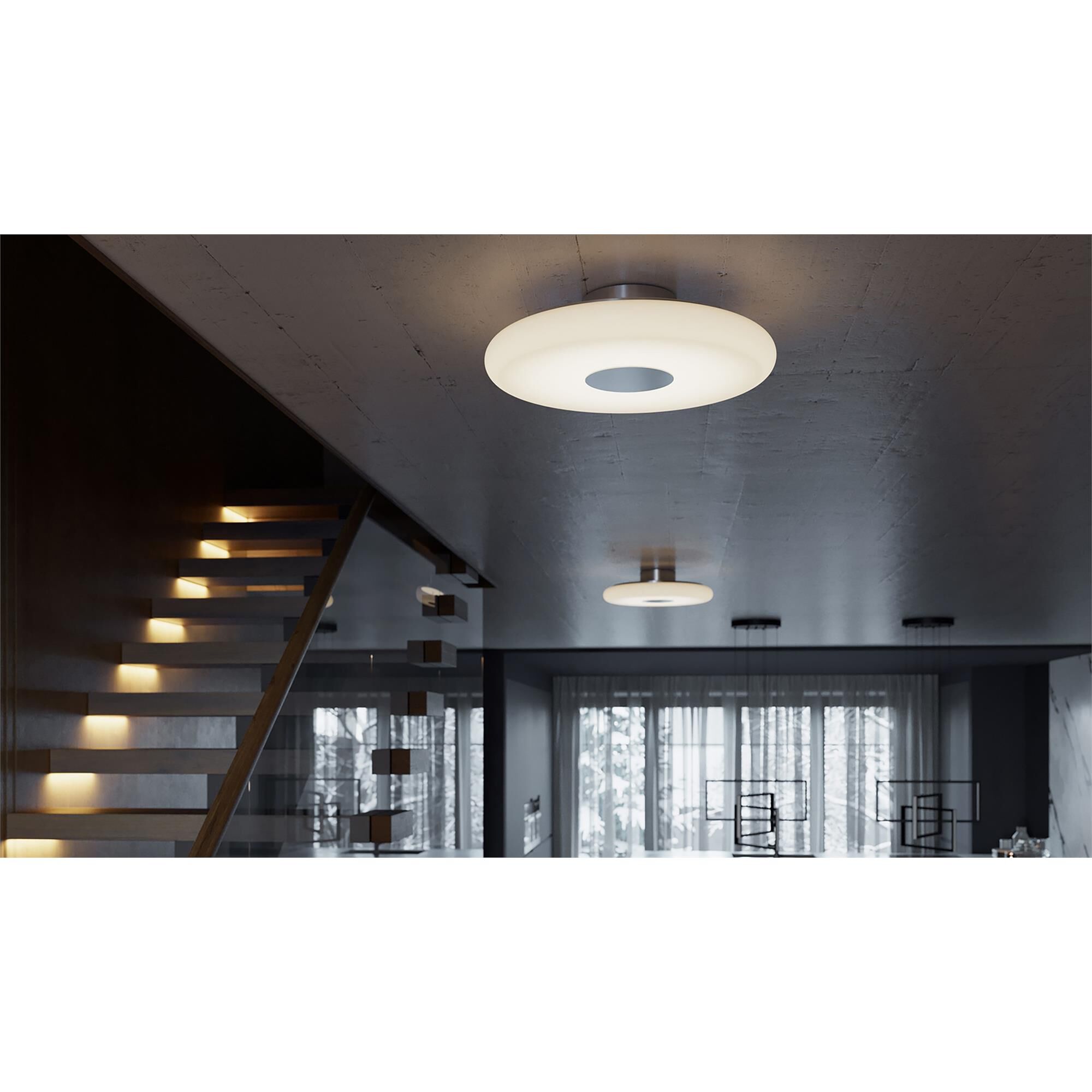 Shown in Satin Nickel finish and White shade