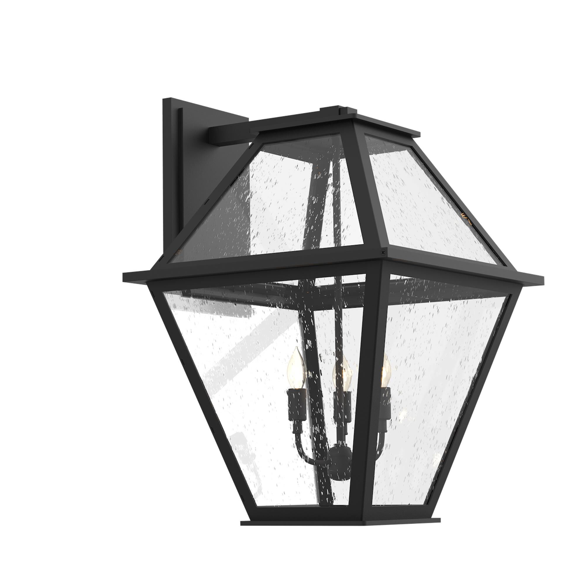 Shown in Textured Black finish and Clear Seeded glass