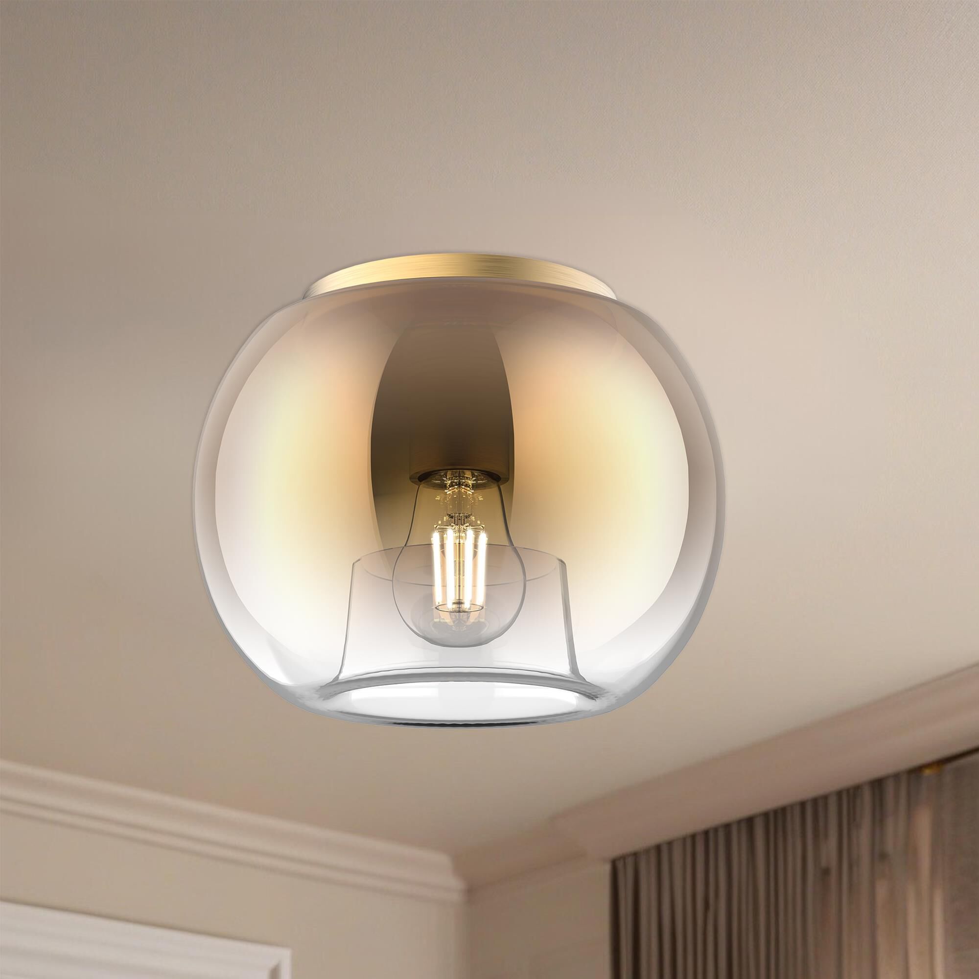 Shown in Brushed Gold finish and Copper glass