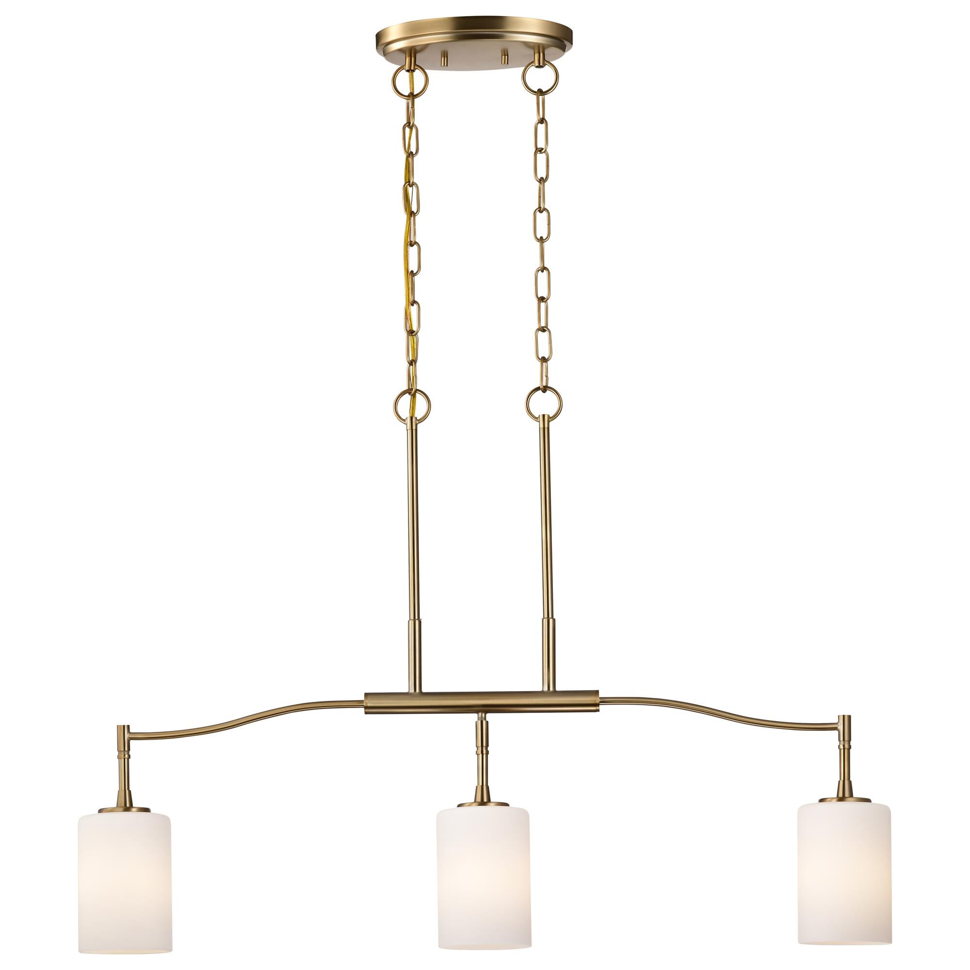 Shown in Burnished Brass finish and White Opal glass