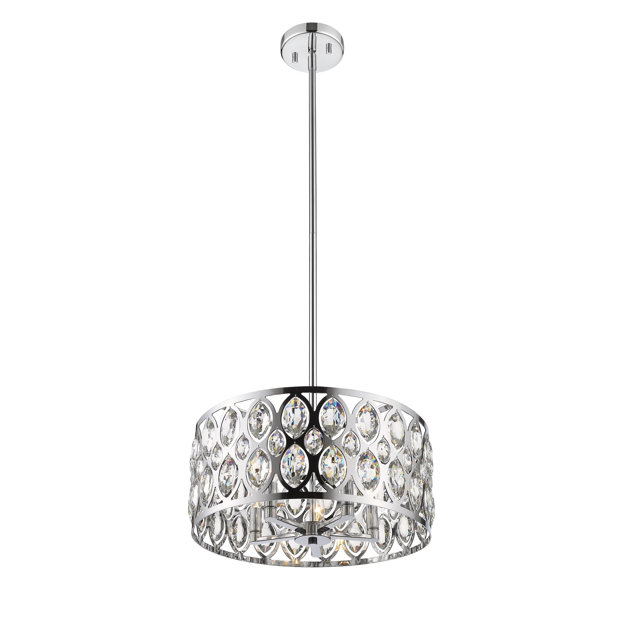 Shown in Chrome finish and Crystal glass and Crystal shade