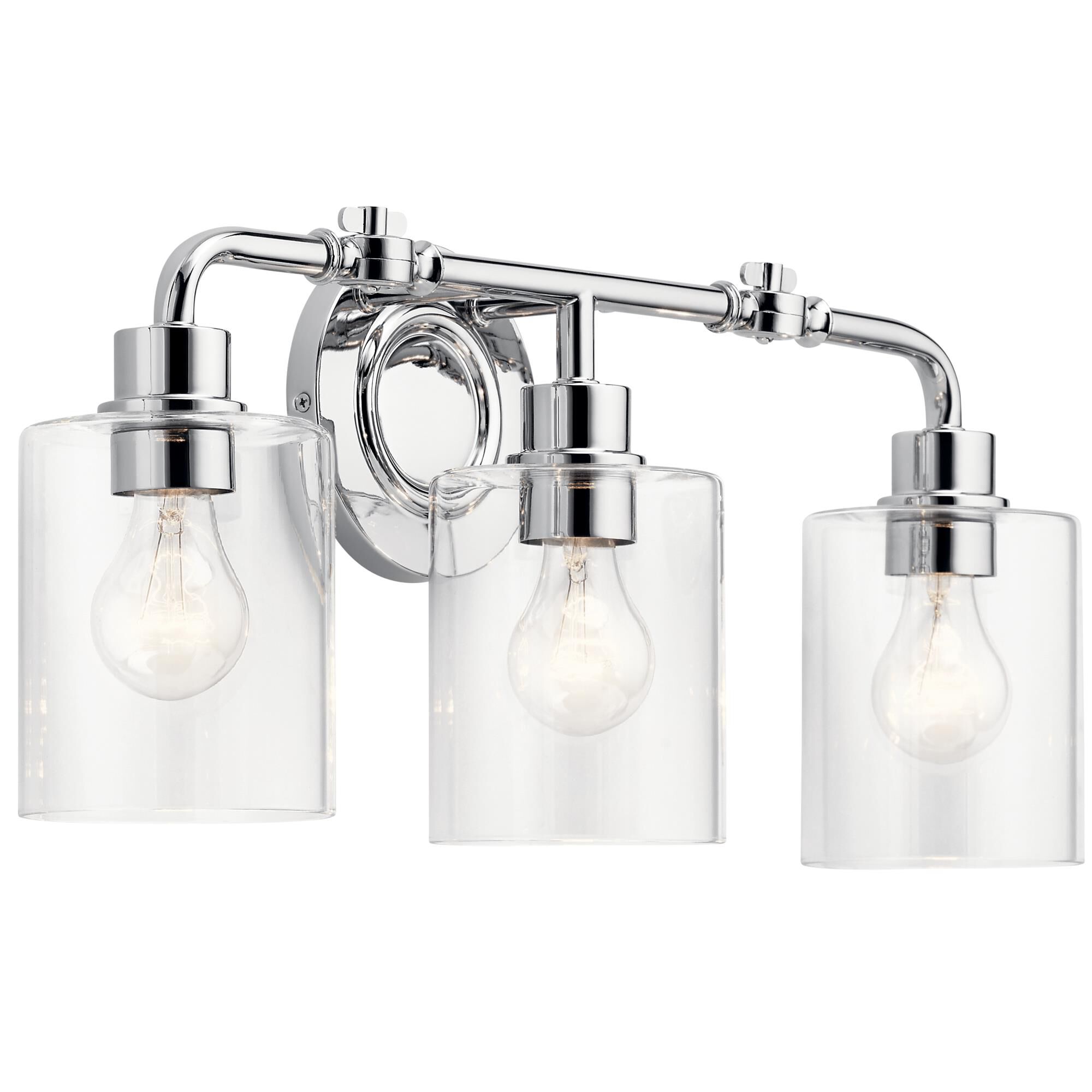 Shown in Chrome finish and Clear glass