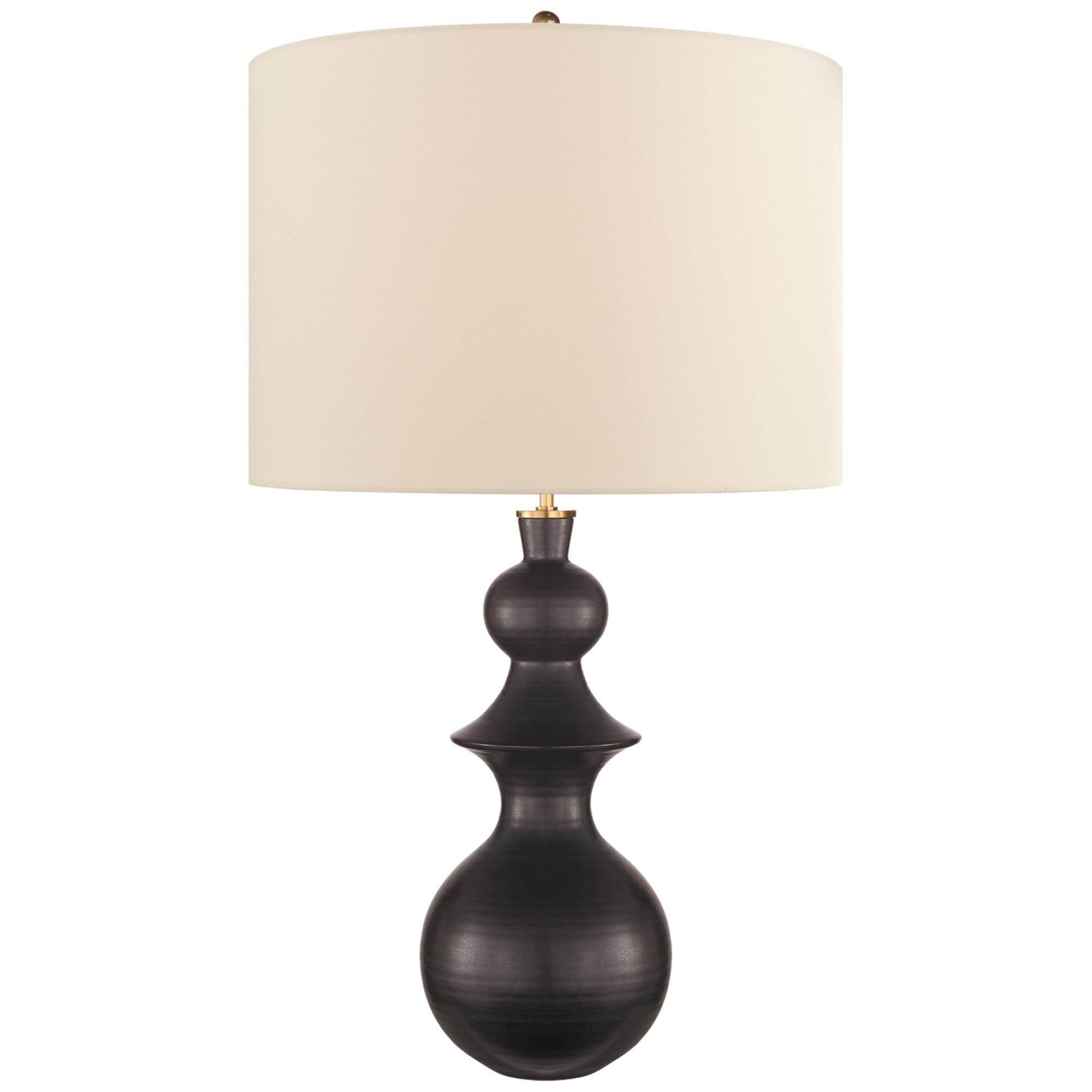 Shown in Metallic Black finish and Linen shade
