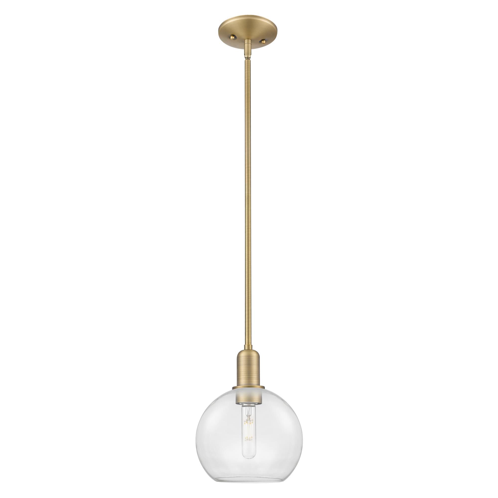 Shown in Brushed Brass finish and Clear glass