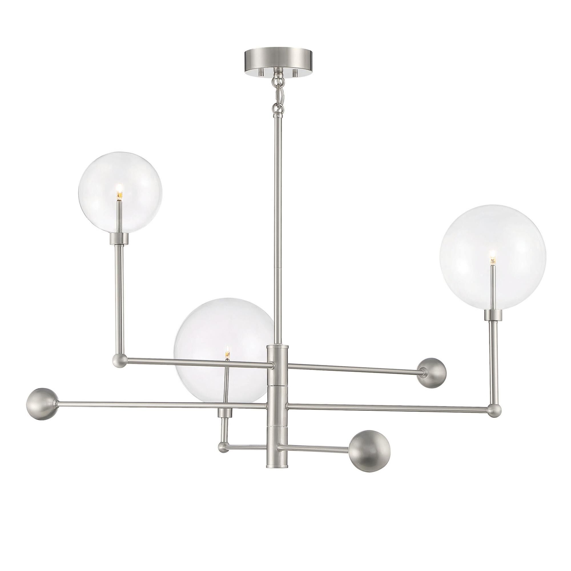 Shown in Brushed Nickel finish and Clear glass