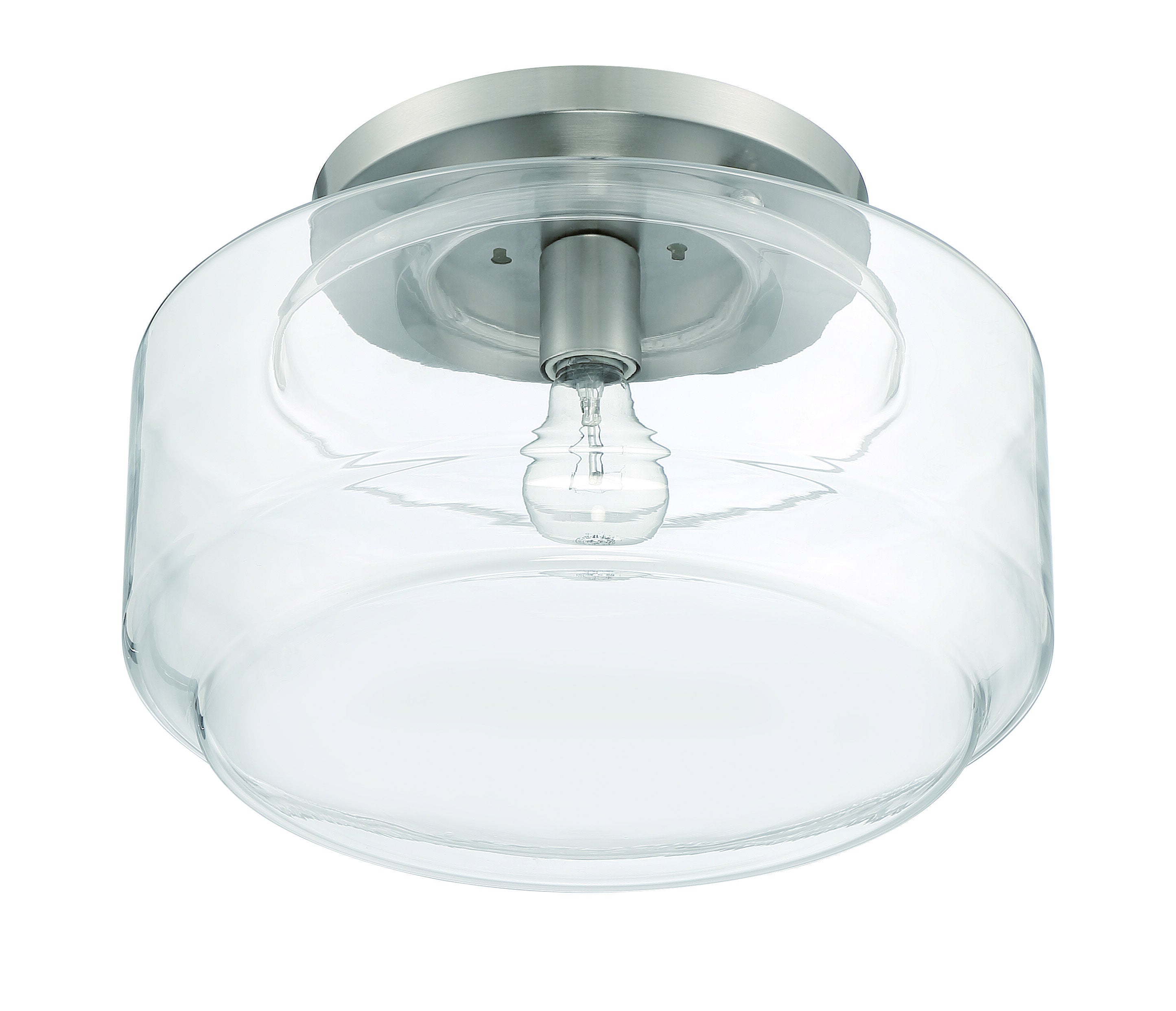 Shown in Brushed Polished Nickel finish and Clear glass and Glass shade