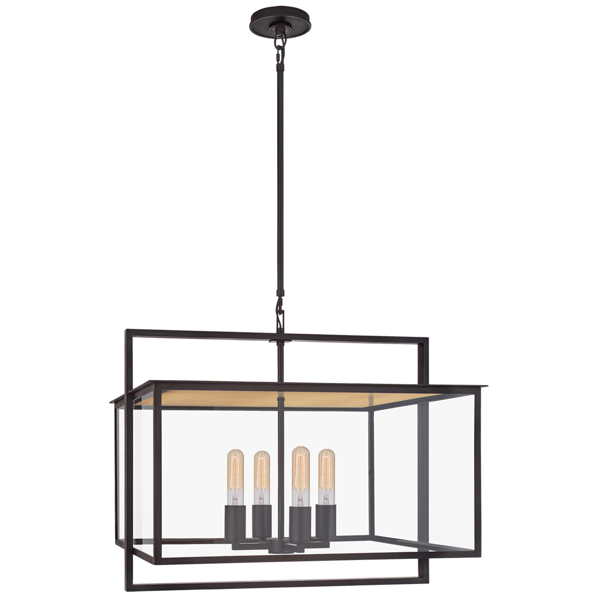 Shown in Aged Iron finish and Clear glass and Clear Glass shade