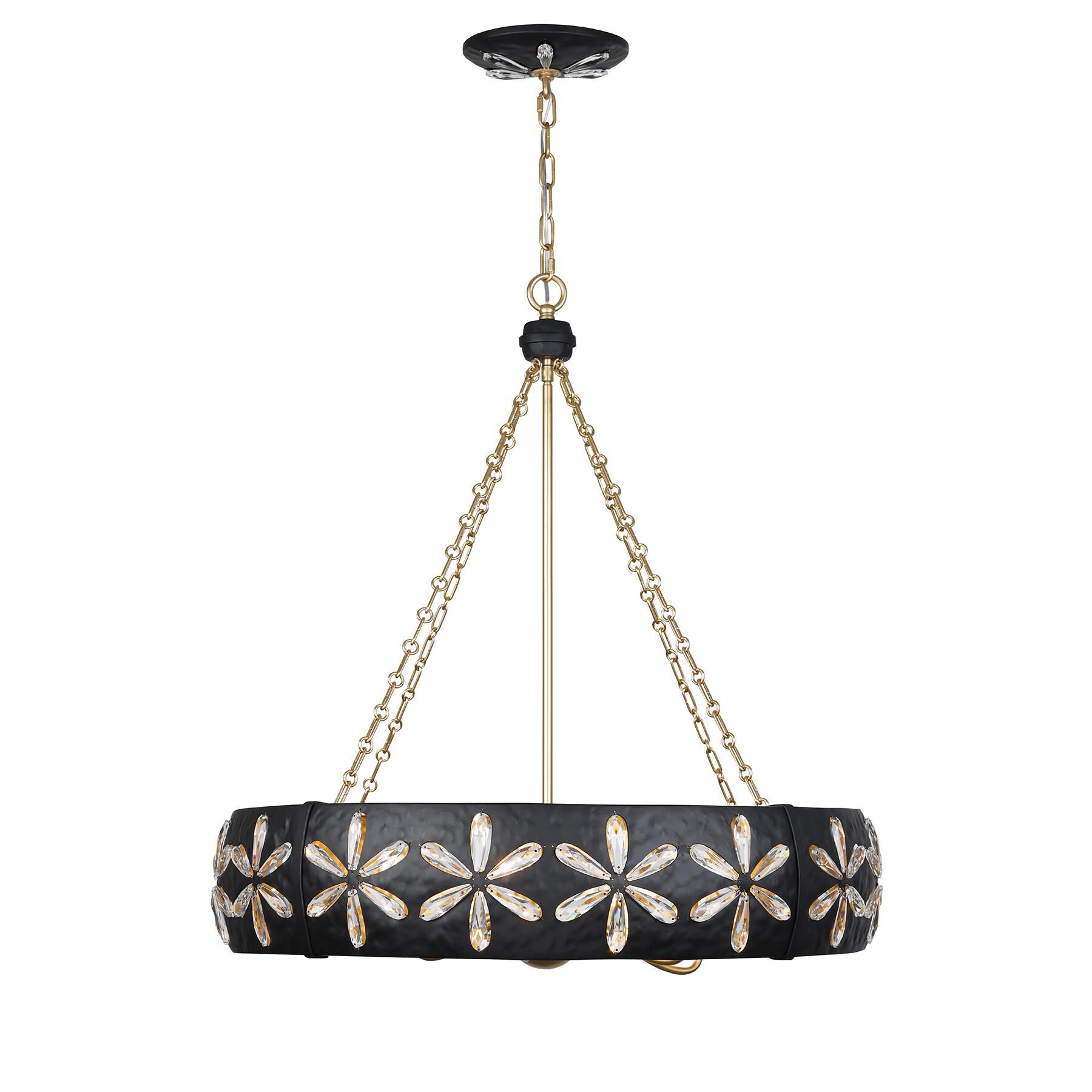Shown in Metropolis Black And Gold finish and Clear crystal